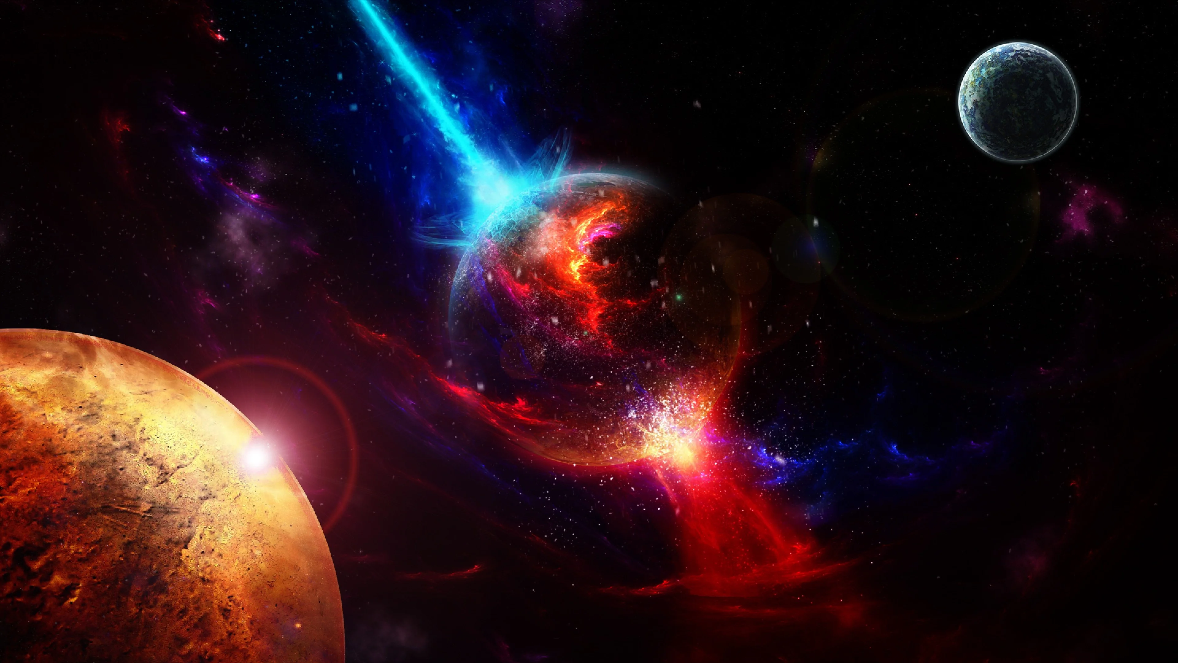 Wallpaper space, planets, takeoff, explosion