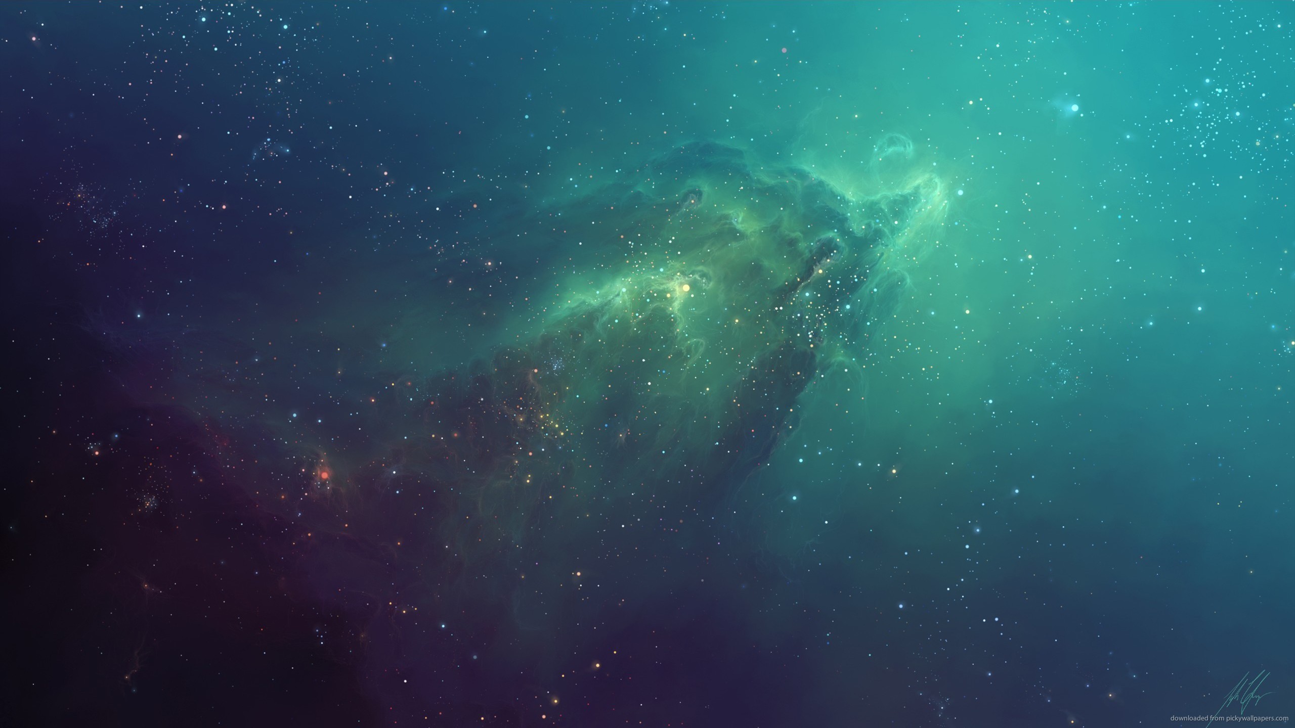 Cyan Space Nebula for 2560×1440