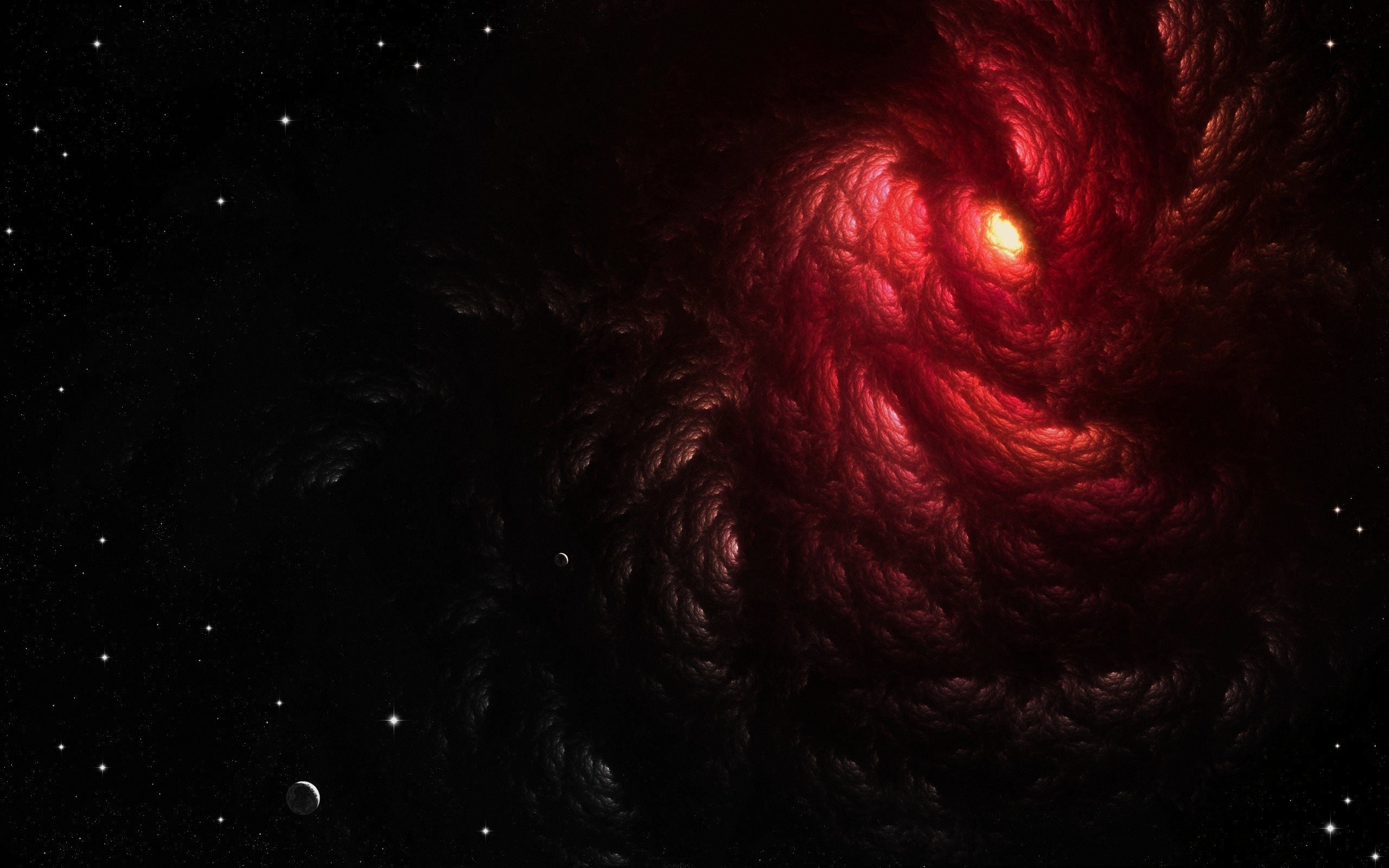 Clouds outer space red stars planets void maw wallpaper
