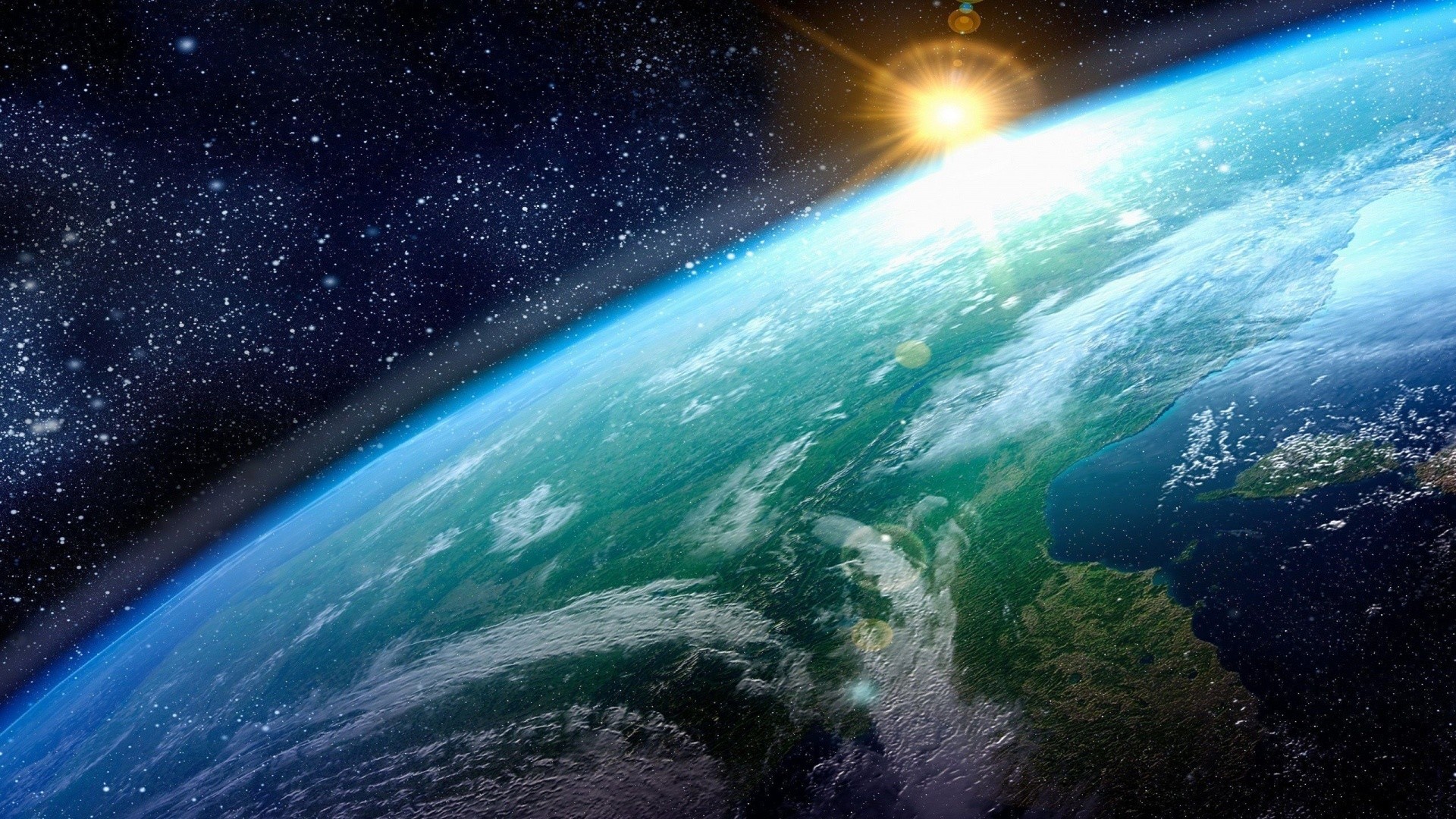 … Background Full HD 1080p. Wallpaper earth, sun, planet,  surface, stars