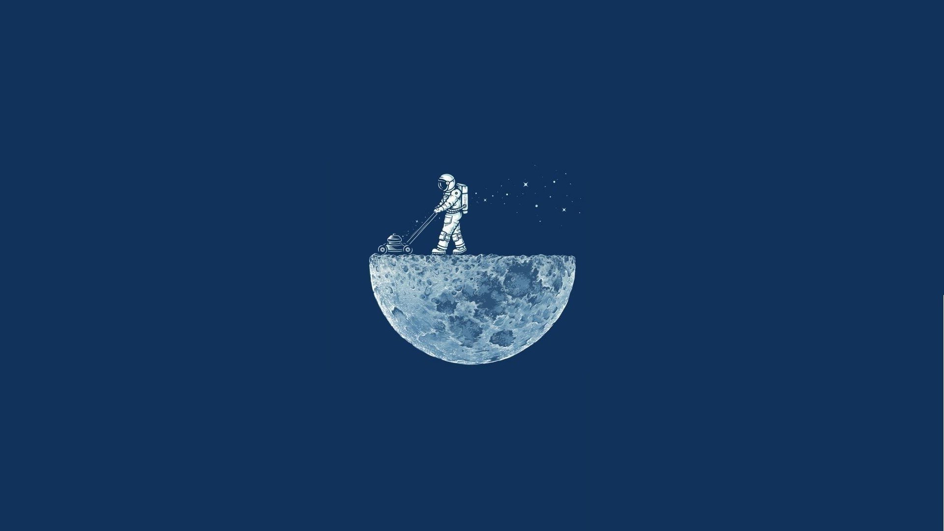 space, Minimalism, Blue Background, Moon, Astronaut, Astronauts, Humor Wallpapers  HD / Desktop and Mobile Backgrounds