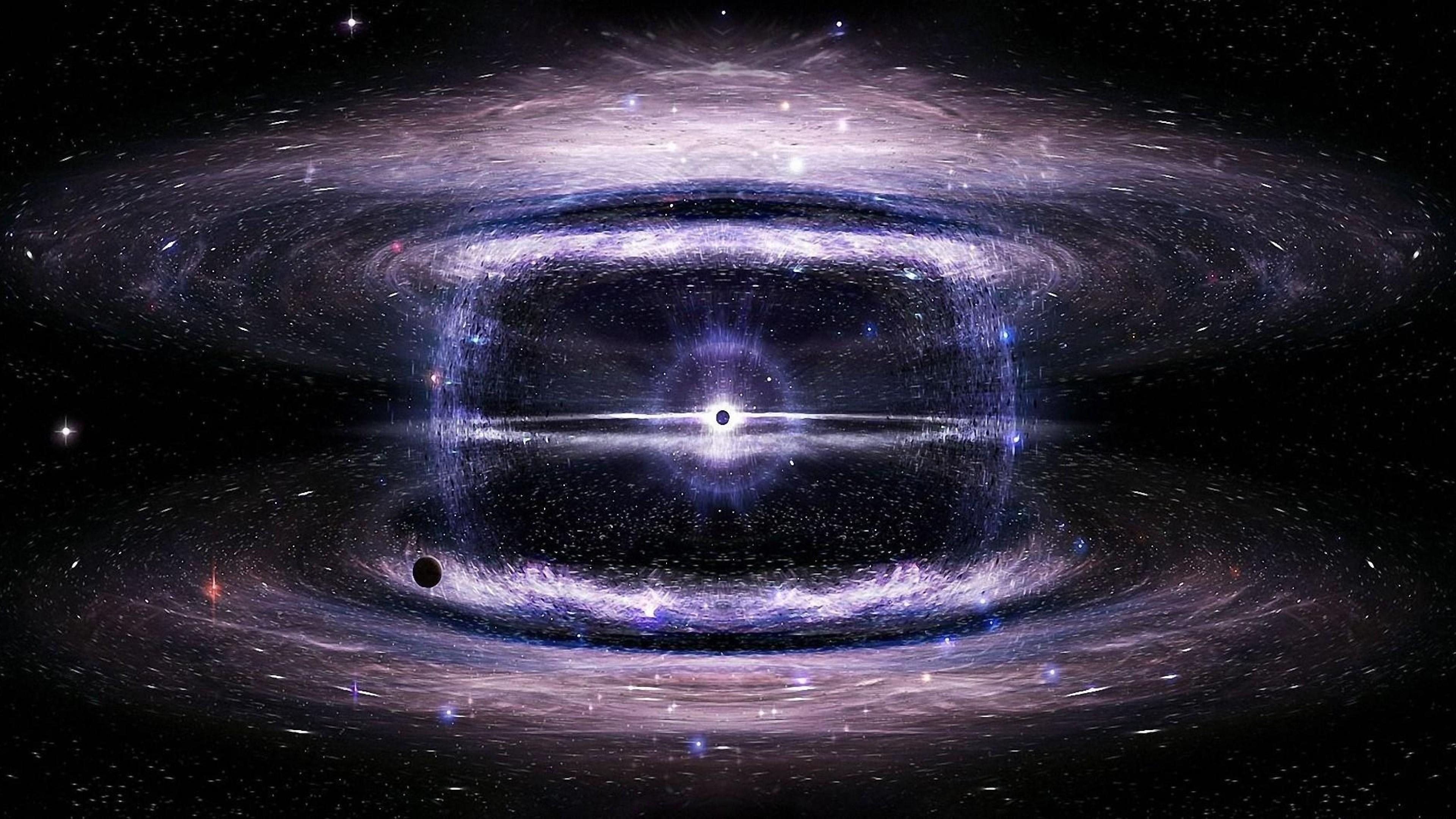 Wallpaper black hole, space, stars, circles, universe 4K .
