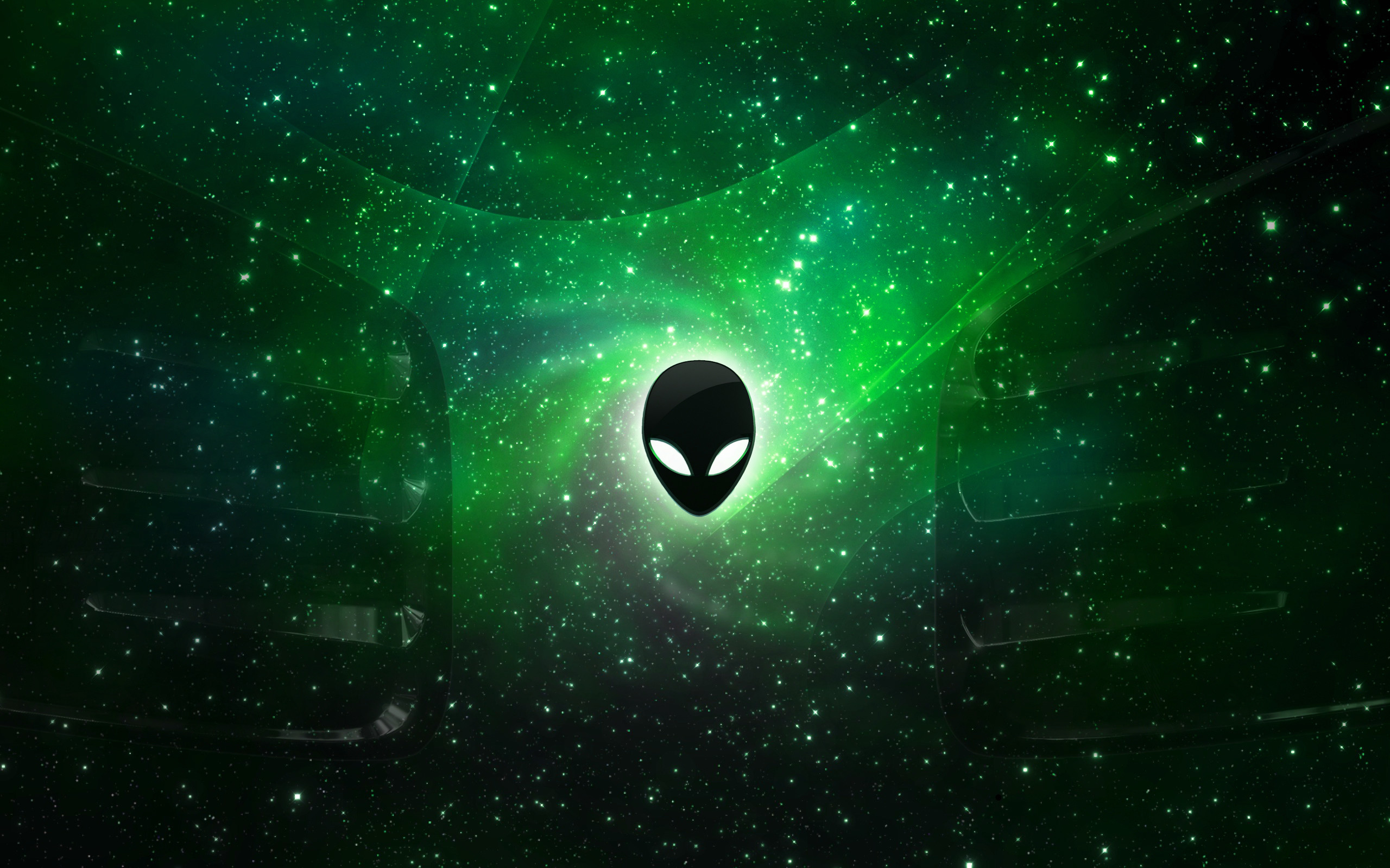Alienware Desktop Background Alien Head Green Space 2560×1600
