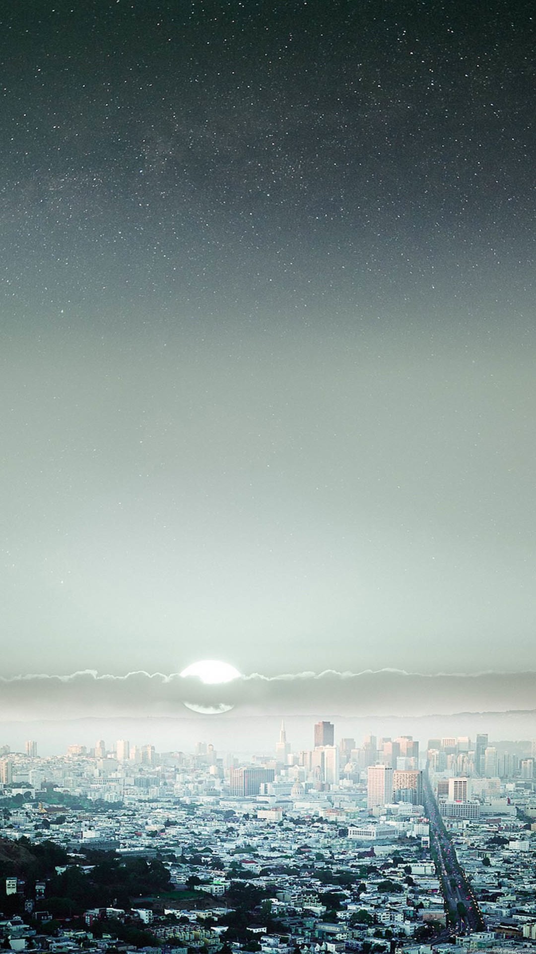 Starry Night Sky Big City iPhone 6 Plus HD Wallpaper