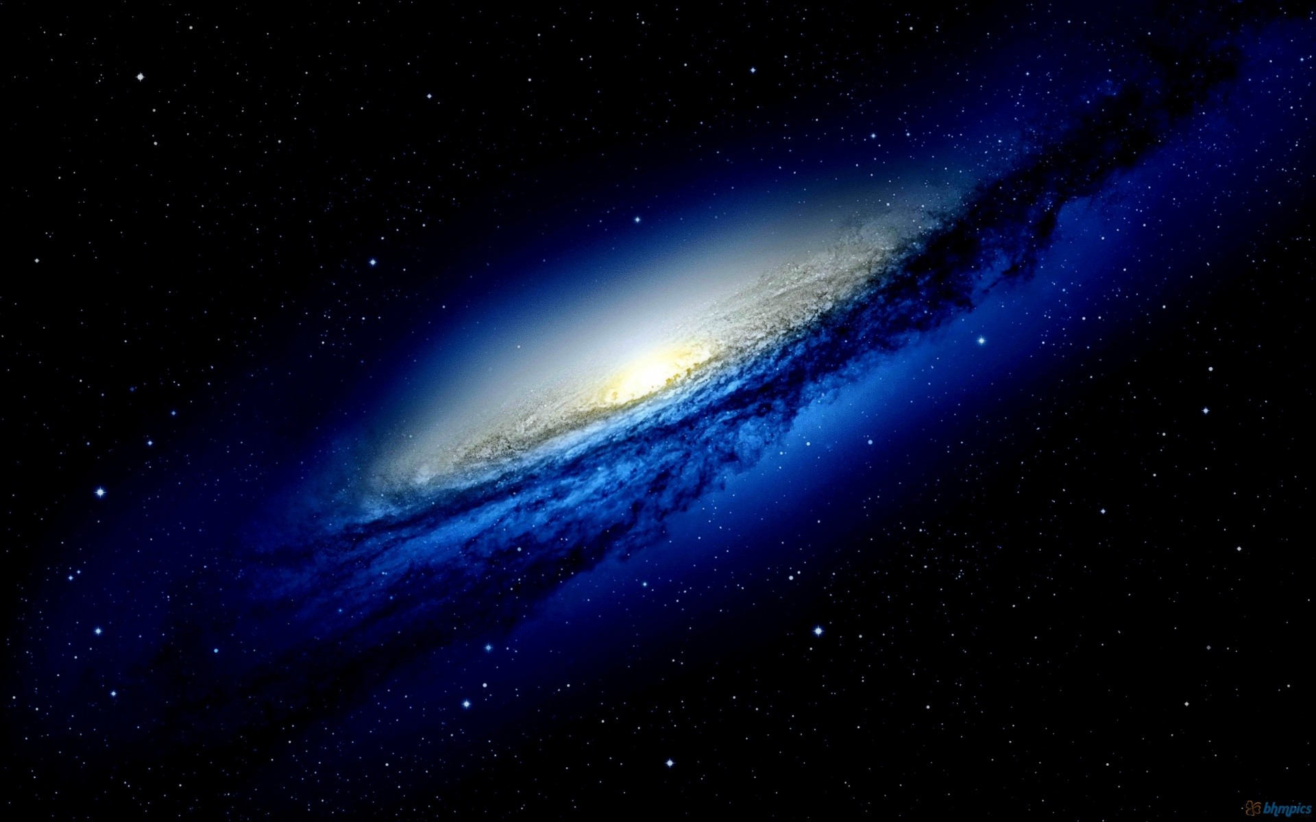 Blue Galaxy In Dark Space Hd Wide Wallpaper