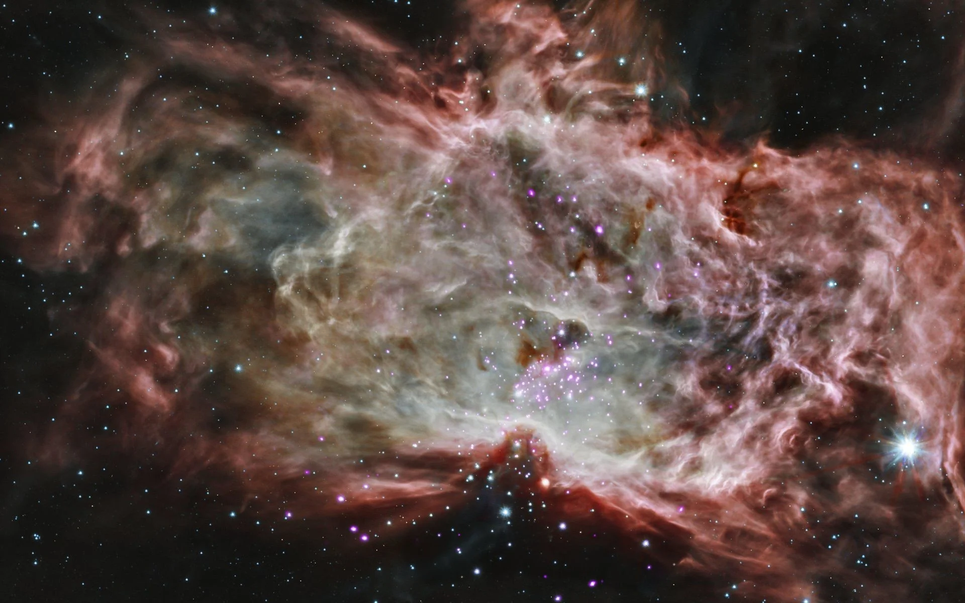 This composite image shows one of the clusters, NGC 2024, which is found in