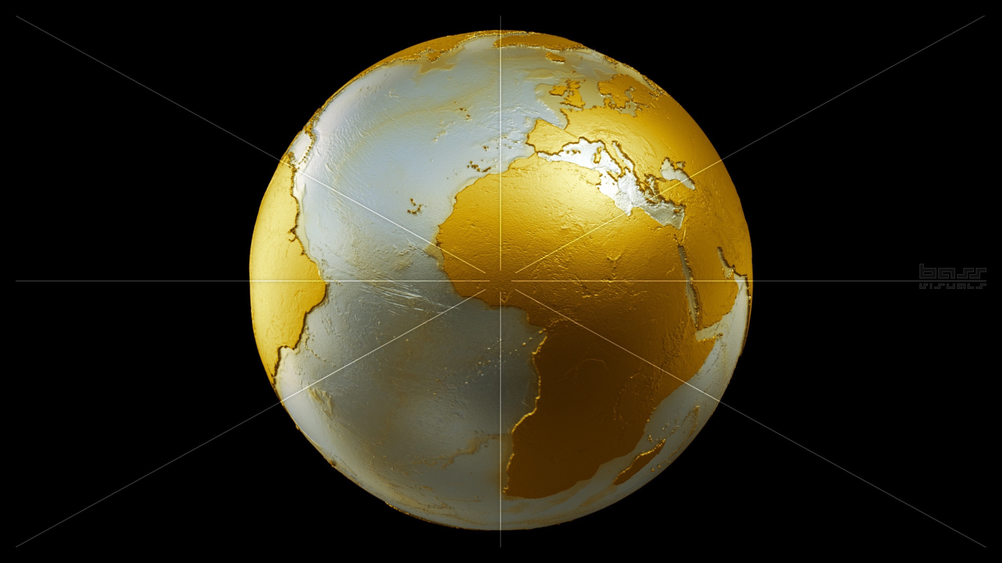 Preview wallpaper earth, globe, planet, gold 3840×2160