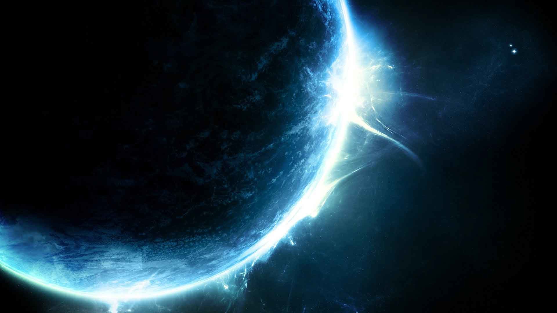 Space Blue Planet Glitter Dark Sci 3D Wallpaper For PC Of Nature