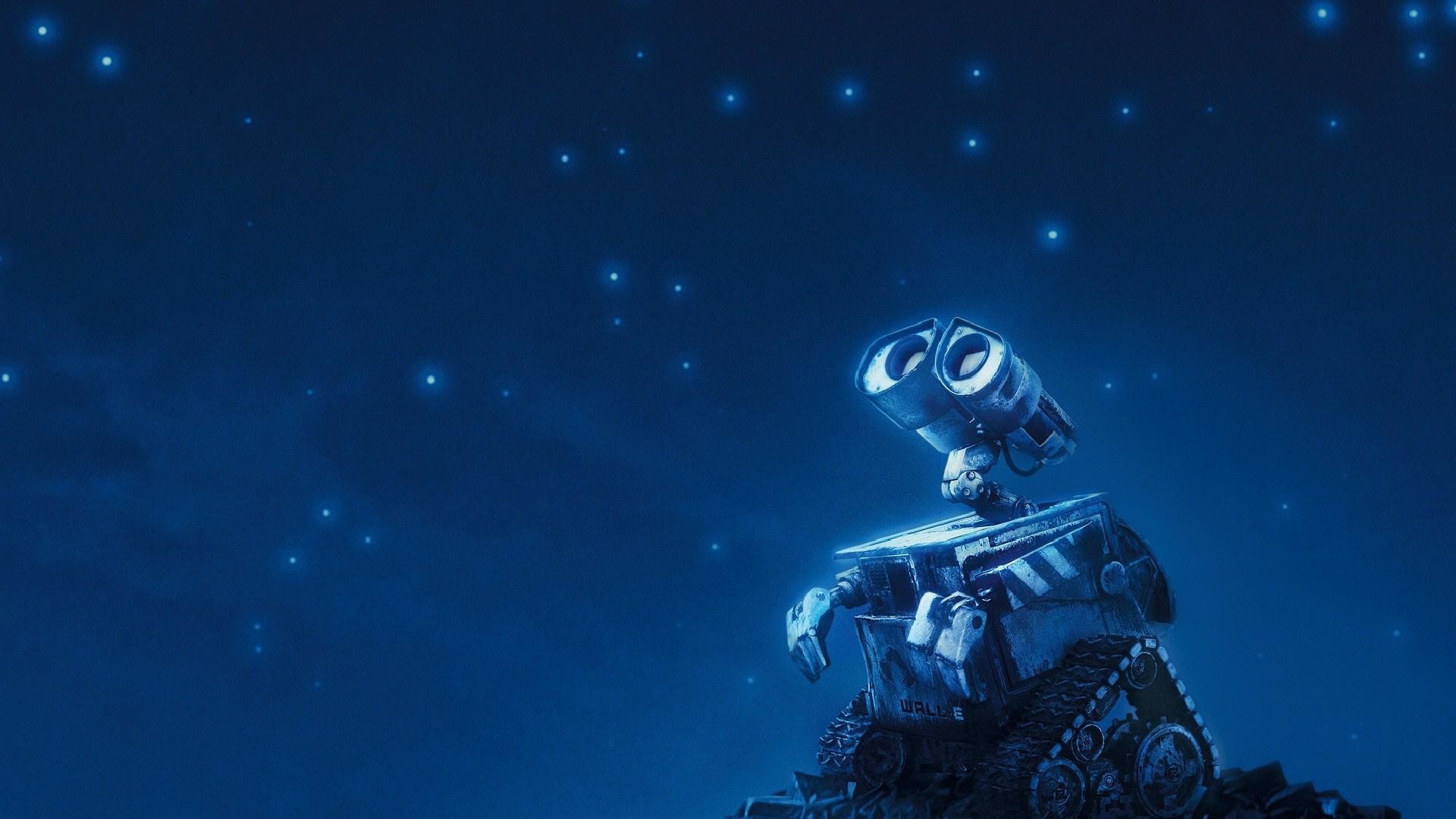 Wall E Robot Night Stars Sky Animated Cartoon