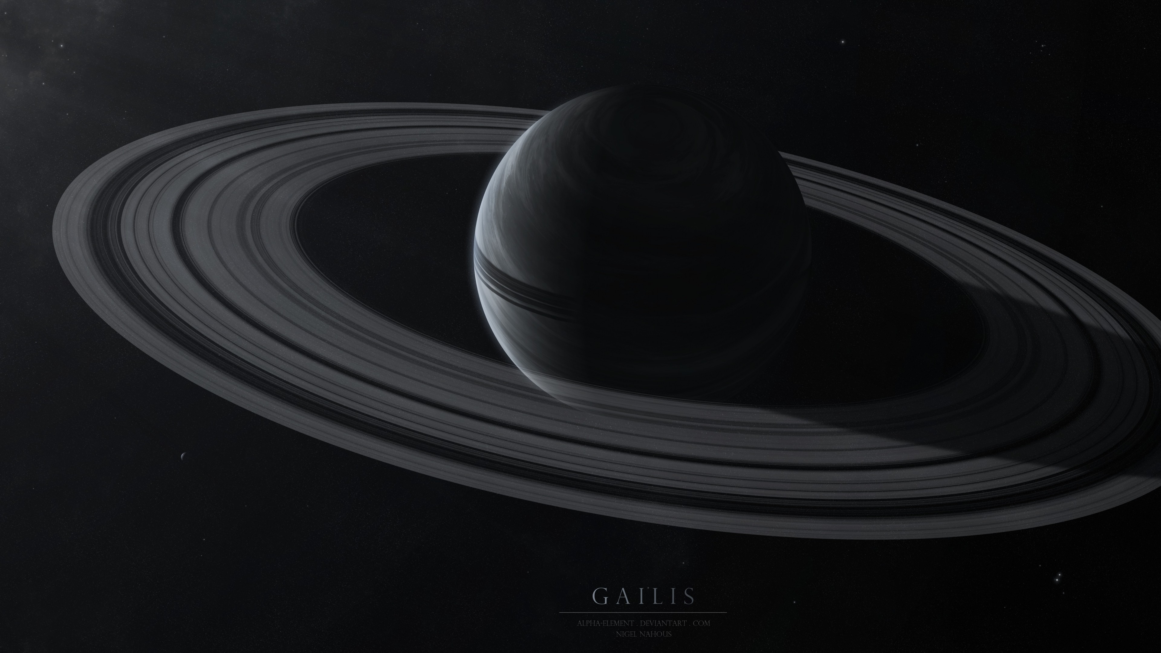Preview wallpaper gailis, planet, rings, stars, space 3840×2160