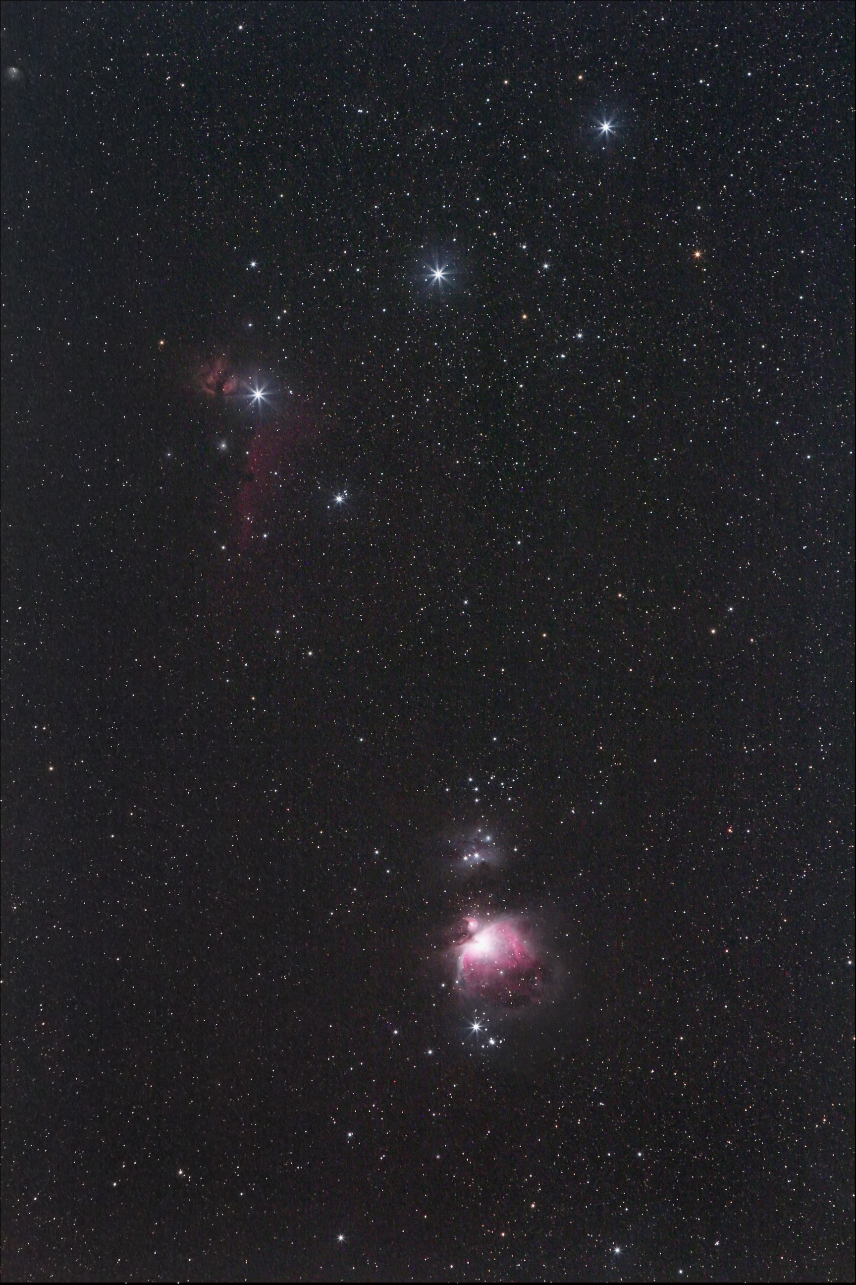 View larger. Three medium bright stars in a short, straight row represent