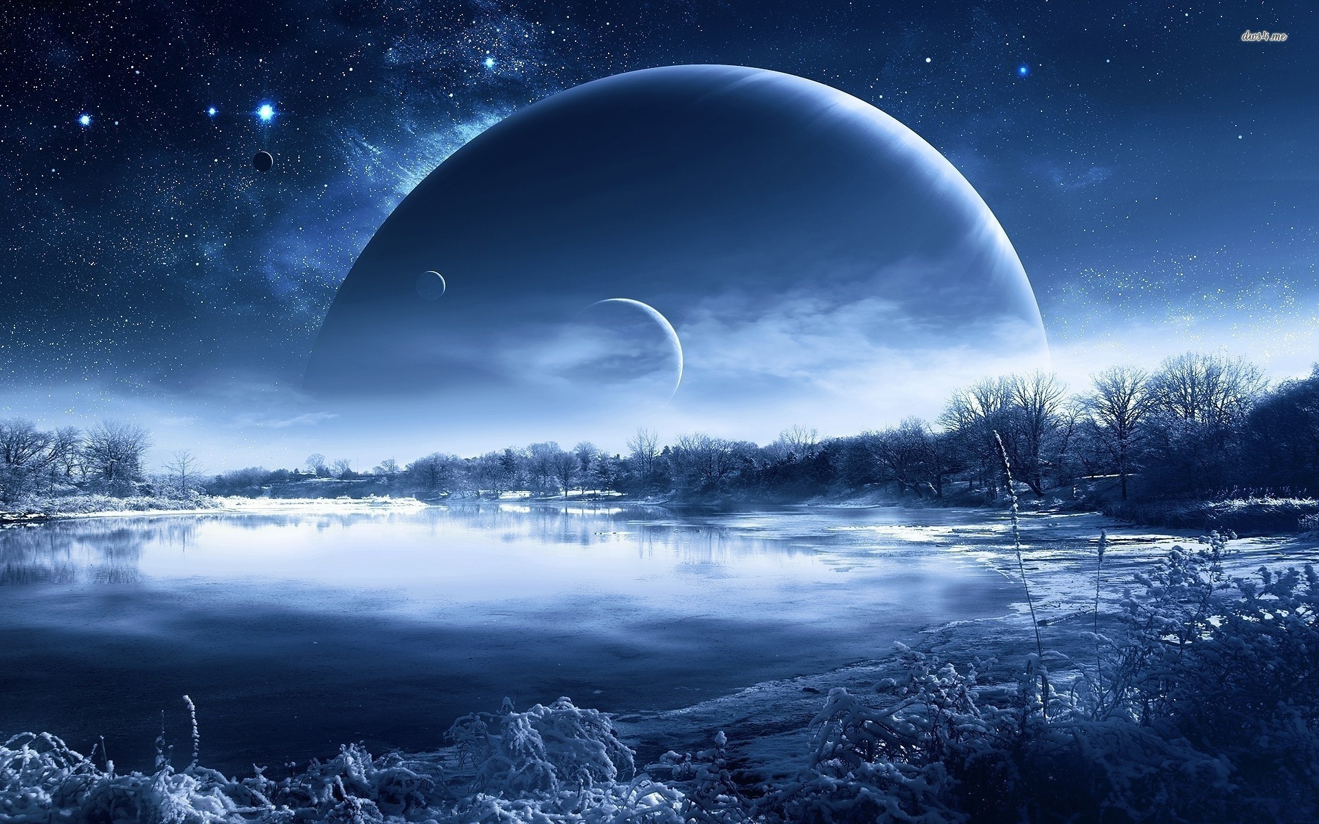 Icy planet landscape