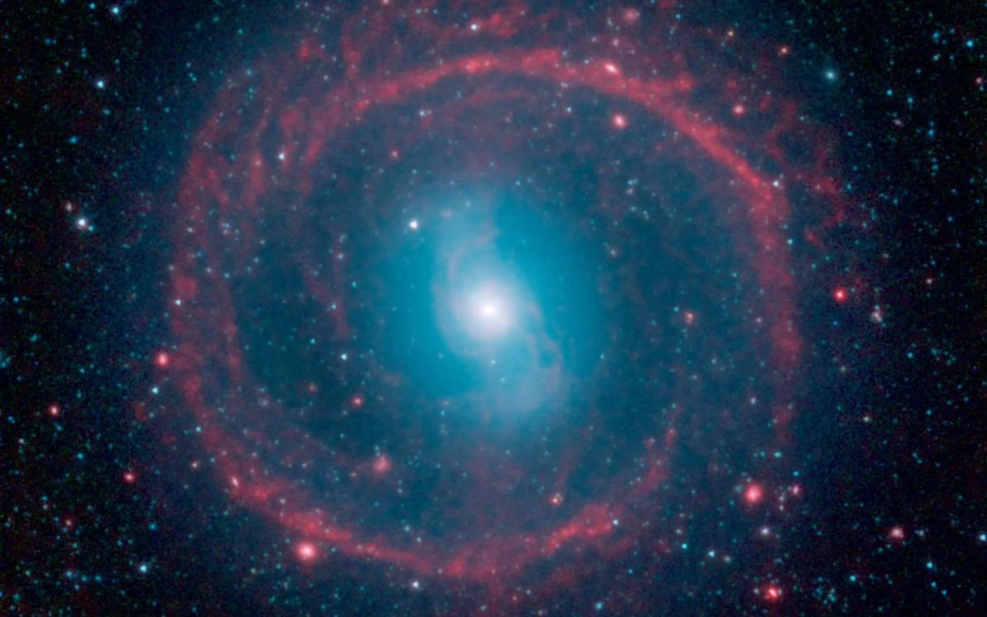 This image from NASAs Spitzer Space Telescope shows where the action is taking place in galaxy