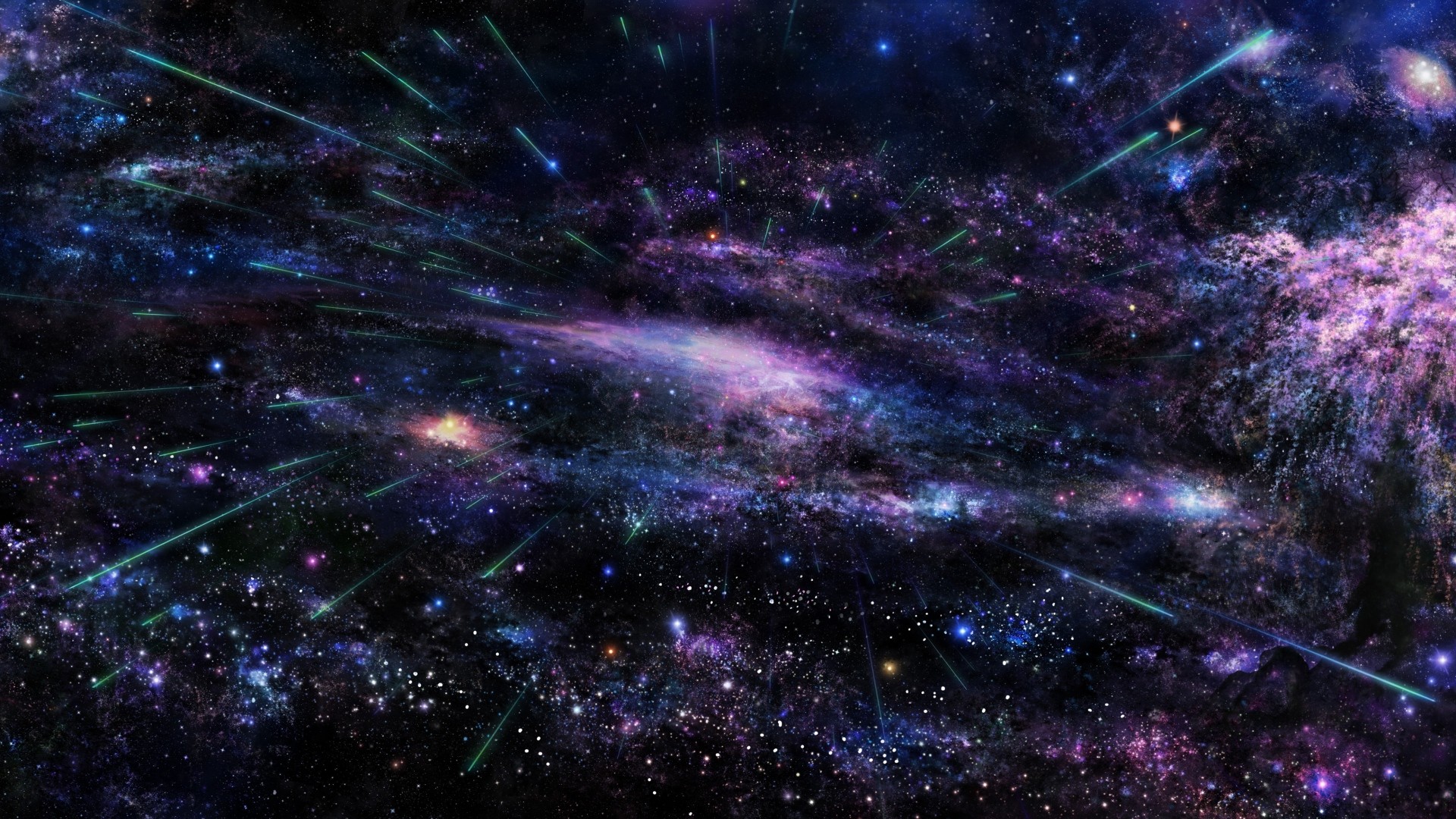 Universe, violet blue cluster of stars