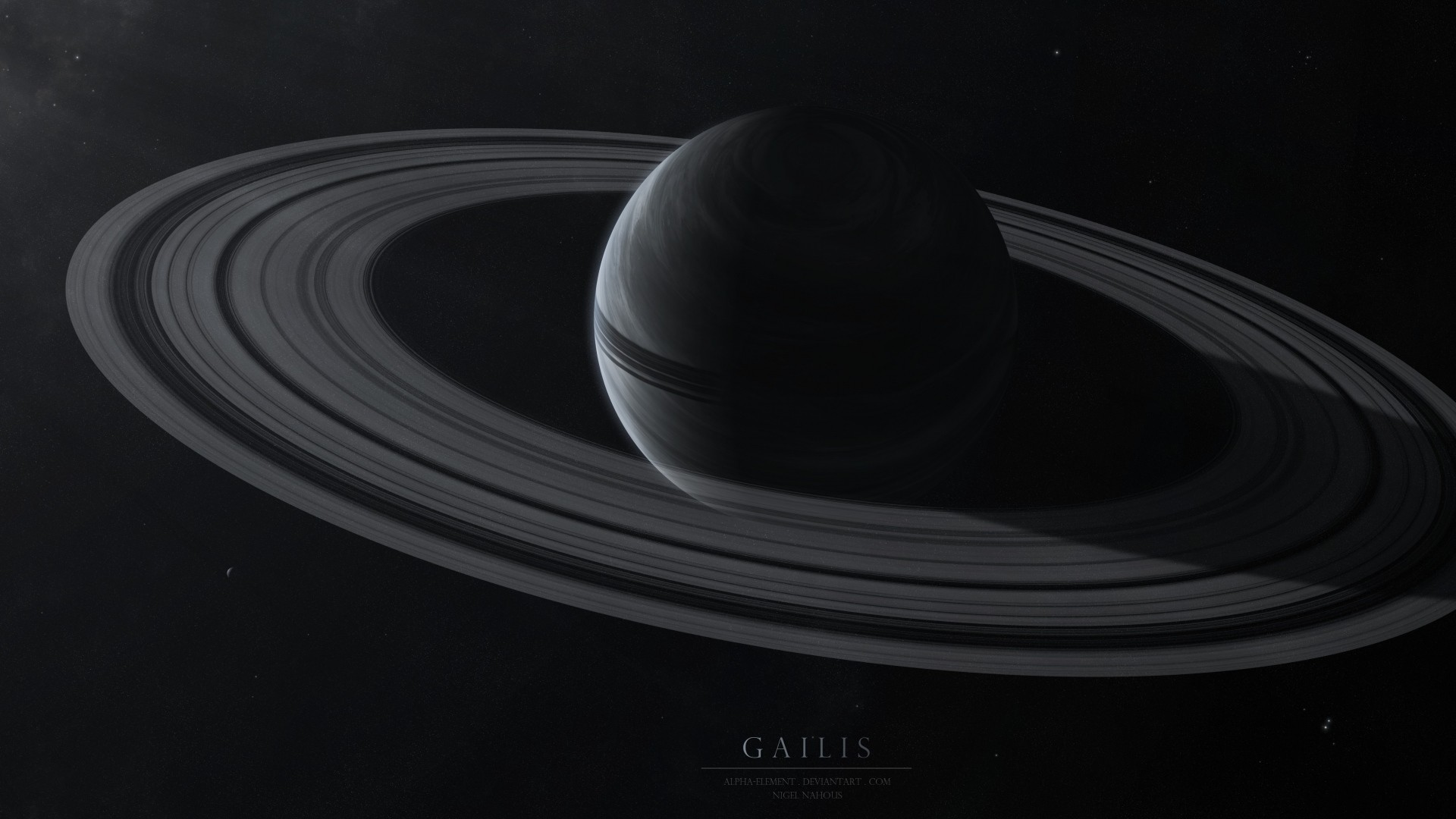 Background Full HD 1080p. Wallpaper gailis, planet, rings, stars, space