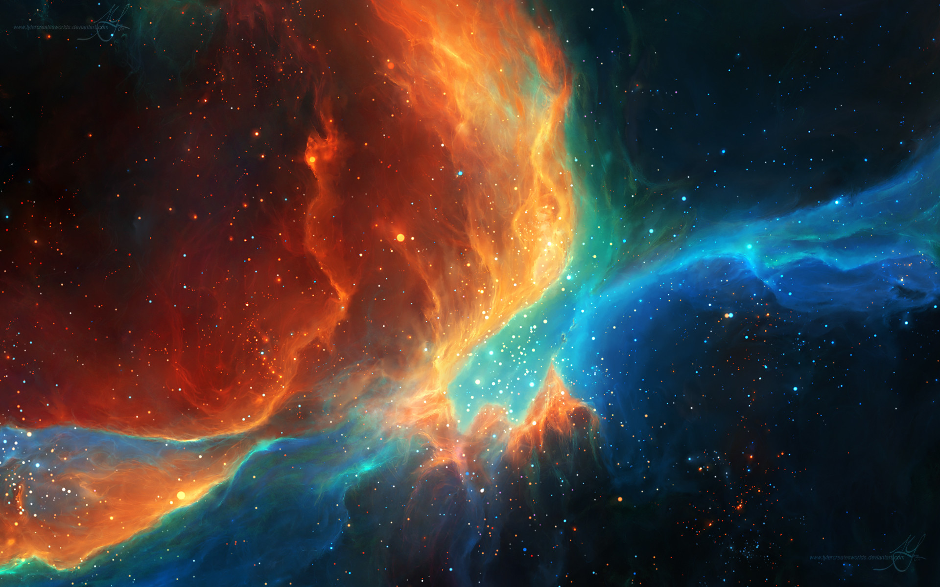 Colorful Color Splash Galaxy Nebulae Space Stars