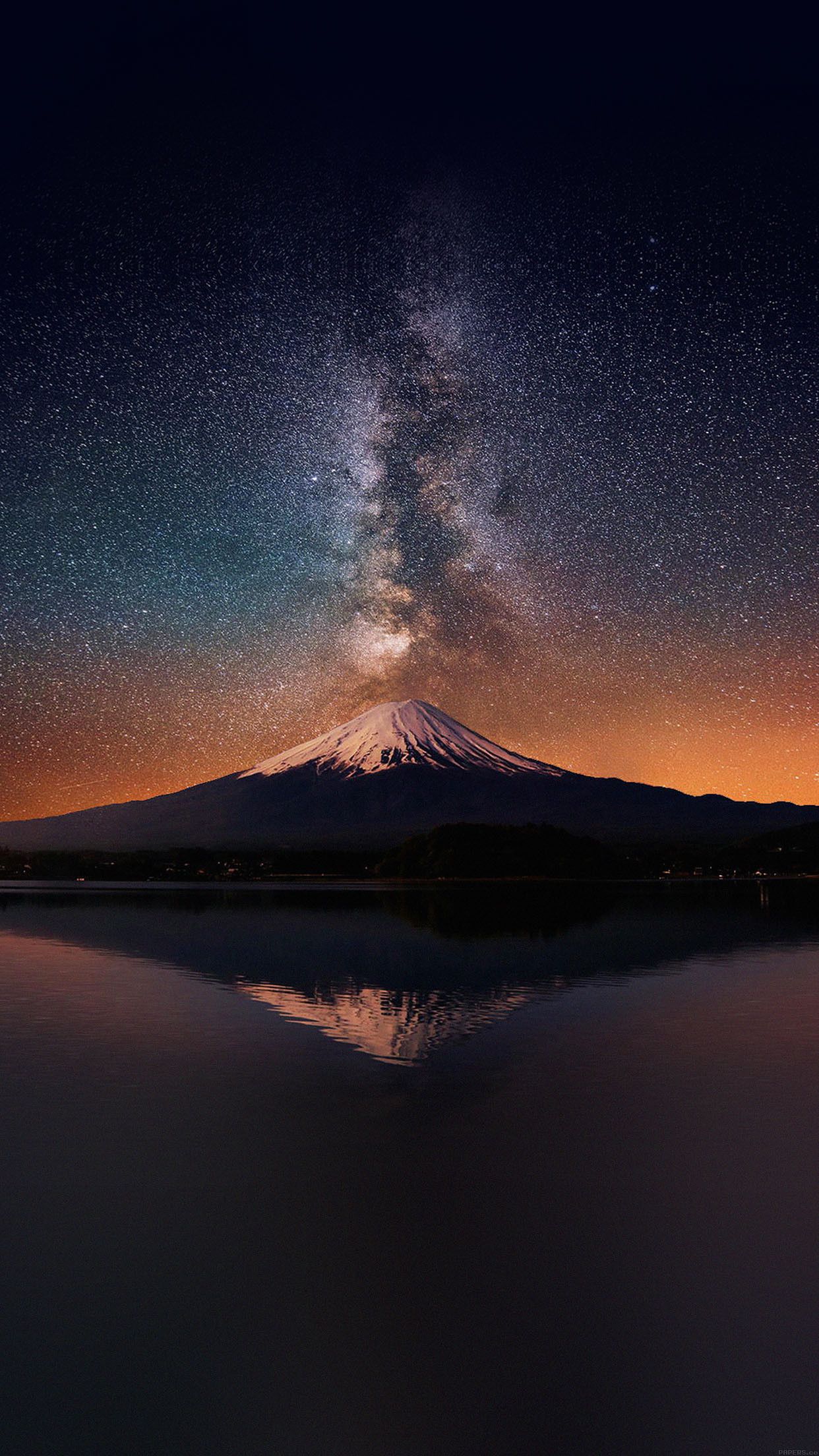 Awesome wallpaper milky way on mountain fuji sky iphone6