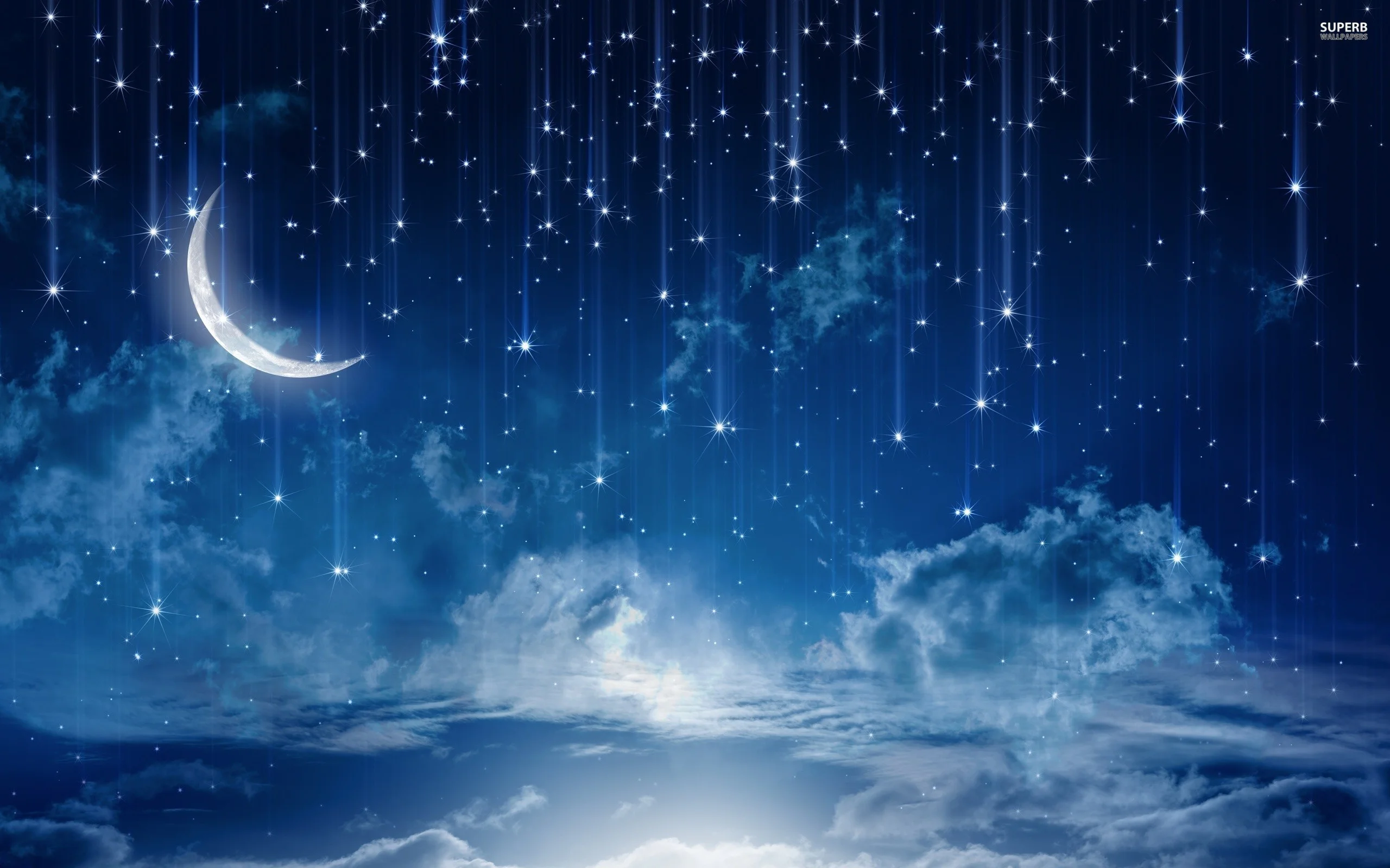Night Sky Stars Moon Wallpaper
