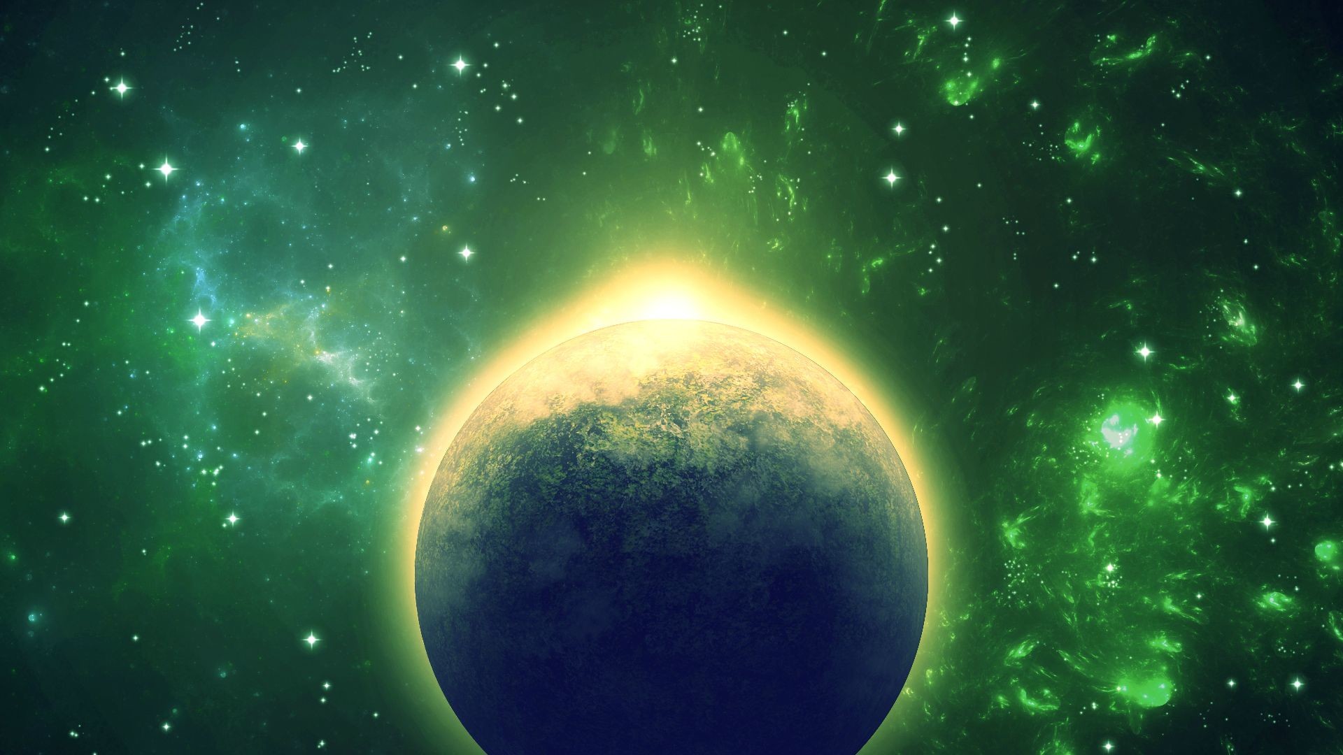 1920×1080 Abstract Green Space Scene X post from / r / Wallpaper