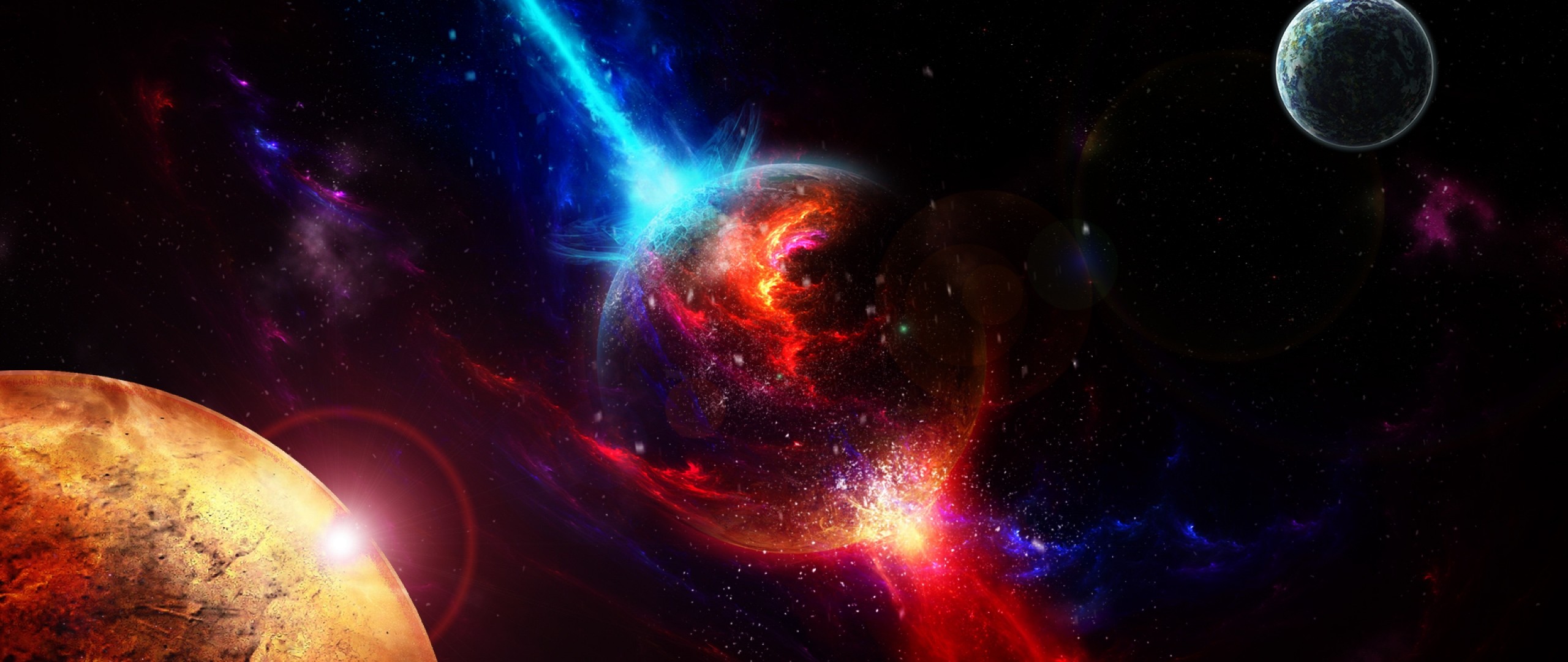 Wallpaper space, planets, takeoff, explosion