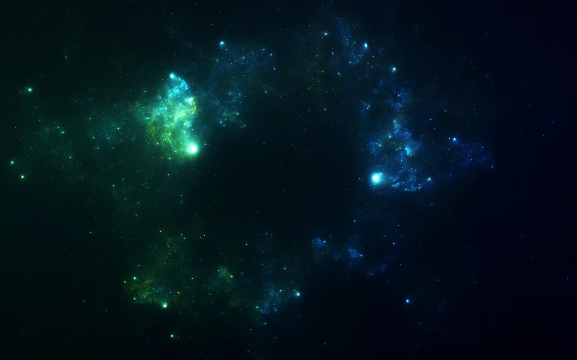 Green blue outer space stars digital art background wallpaper 19404