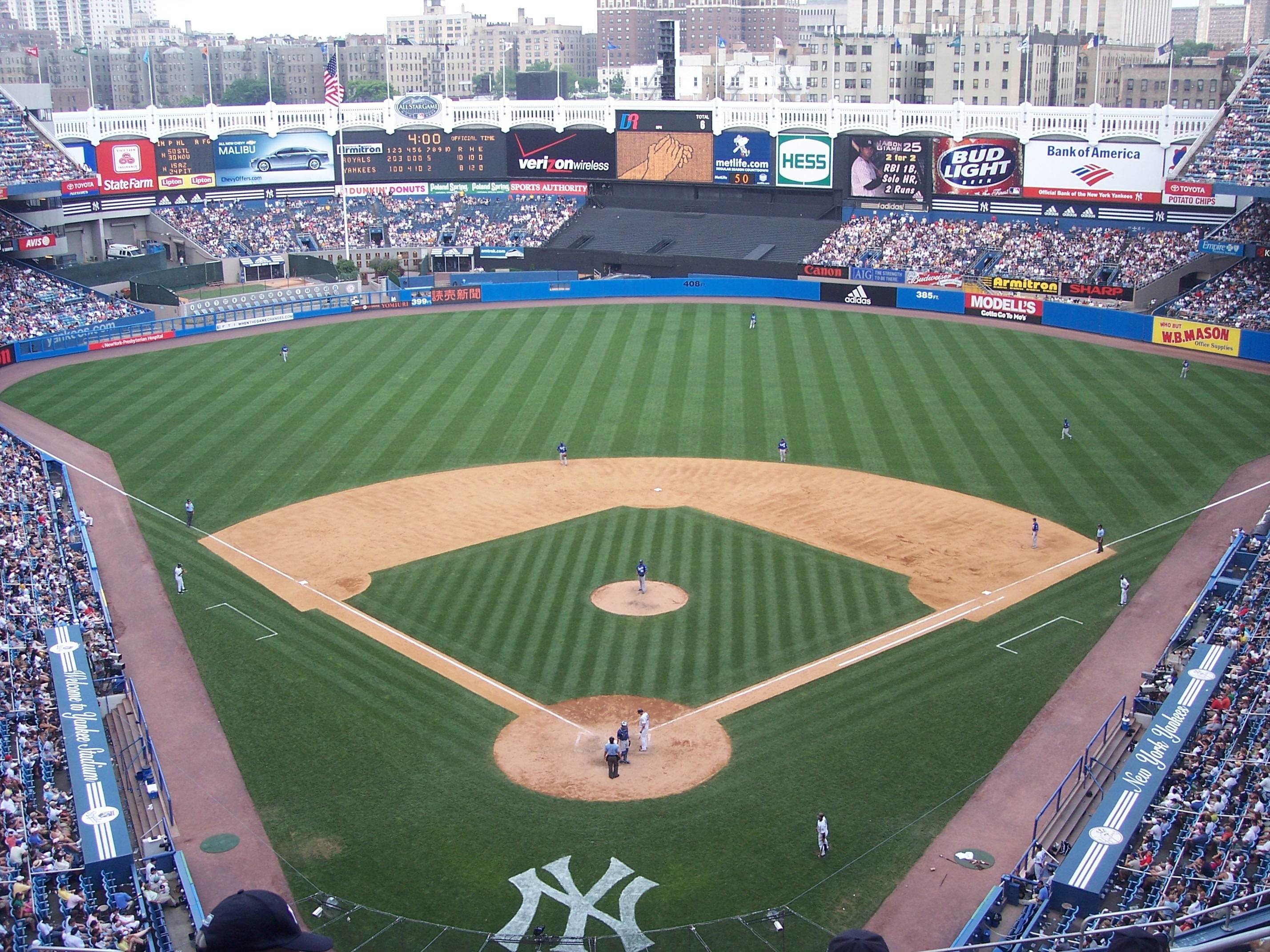Download Yankee Stadium With Logos Wallpaper