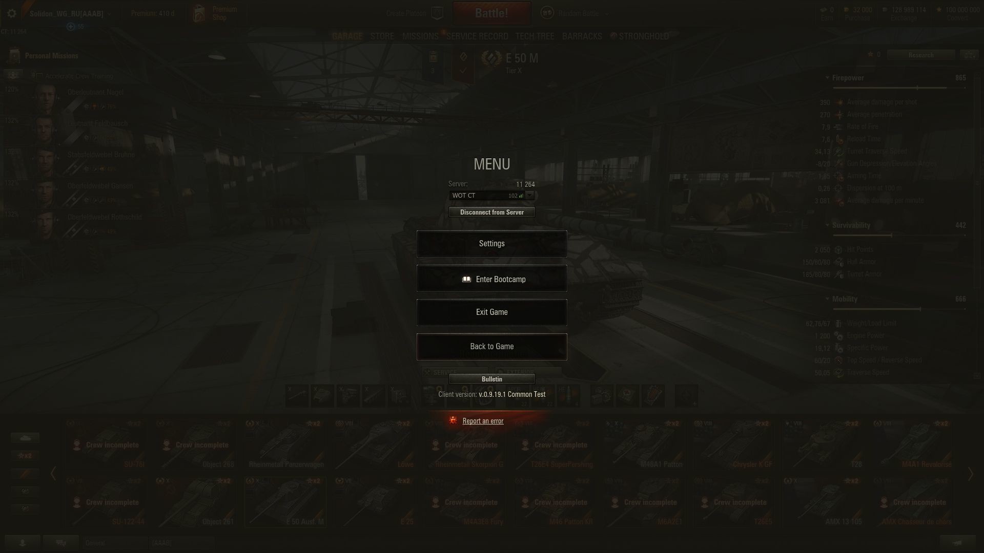 If you've seen your share of tank combat, but want a refresher course, just  left-click the Esc key and choose “Boot Camp” in the tab: