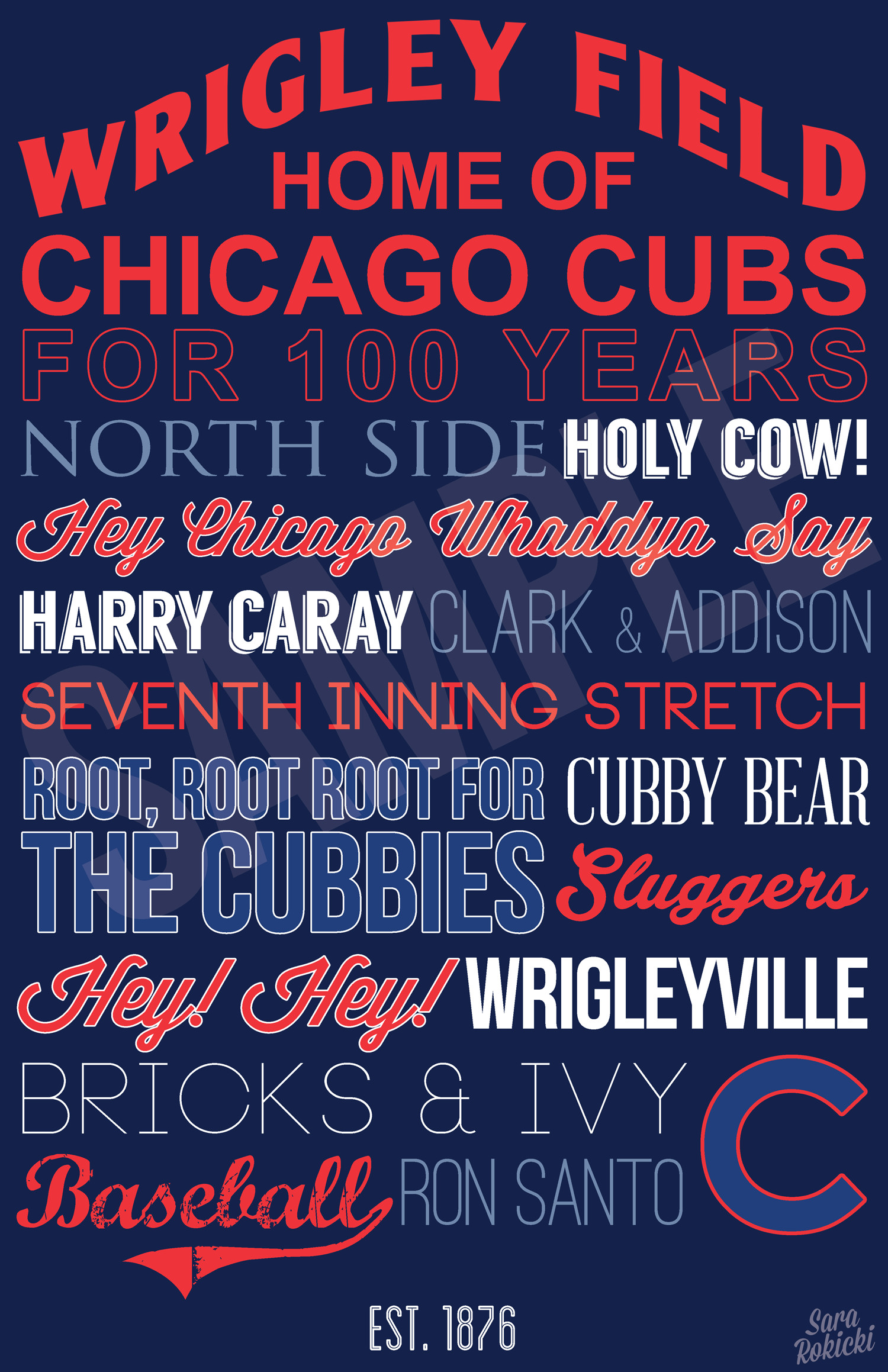 Chicago Cubs Art. #typography #canvas #graphicdesign #gift etsy