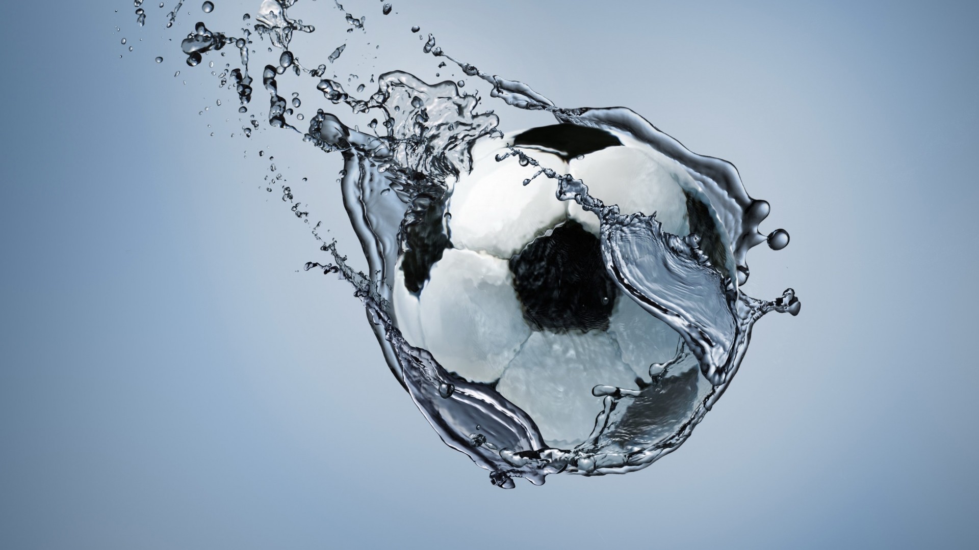 Preview wallpaper football, ball, exercise, water, abstraction 1920×1080
