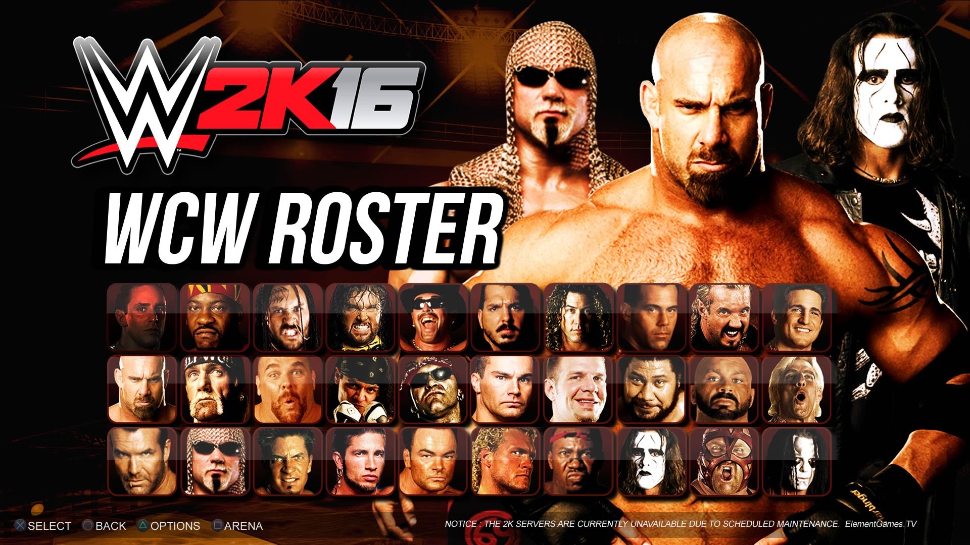 WWE 2K16 Roster – WCW Superstars! – PS4/XB1 Menu Notion