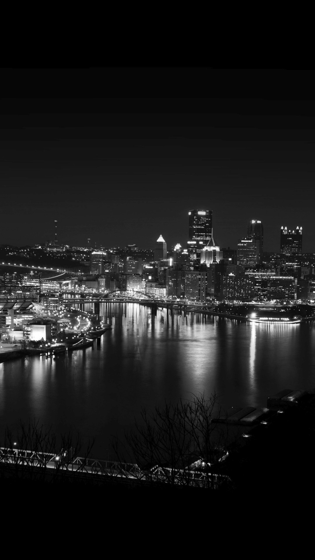 Pittsburgh Skyline Lake City Night iPhone 6+ HD Wallpaper