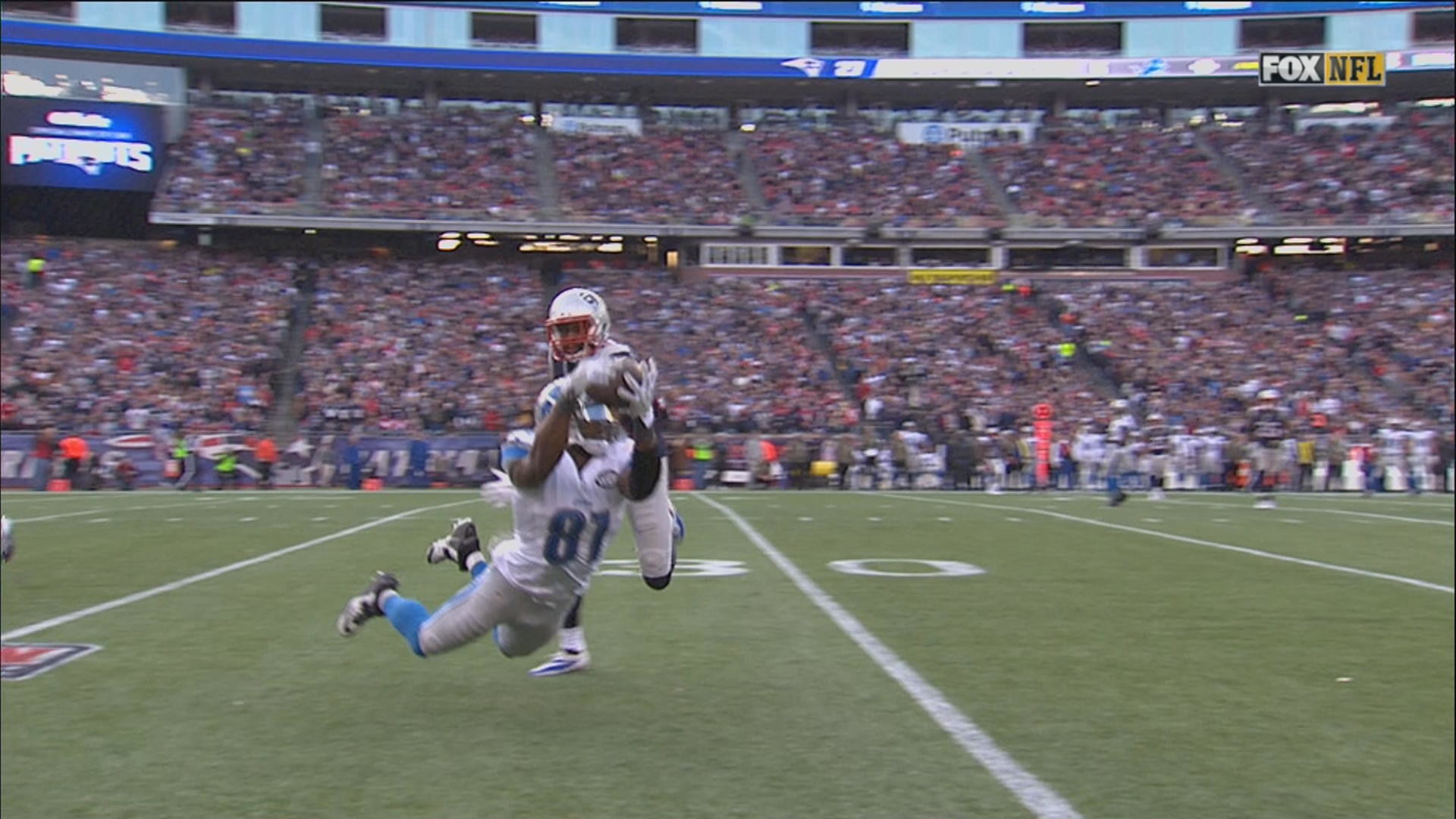 Calvin Johnston makes a great catch during Detroit Lions visit to New England