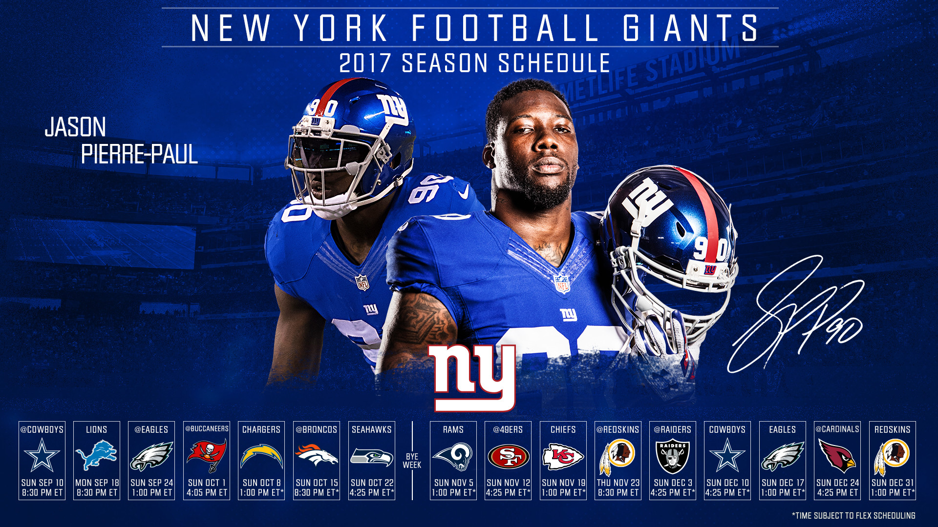 Click one of the thumbnails below to download the New York Giants 2017 schedule desktop wallpaper. For desktop wallpapers, right click on the image and
