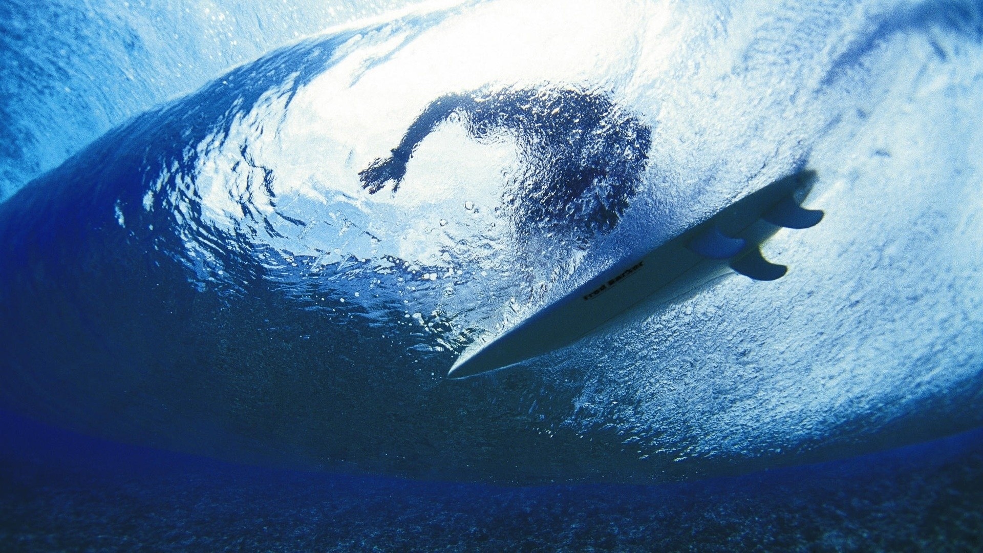 Preview wallpaper surfing, surfer, water, depth 1920×1080
