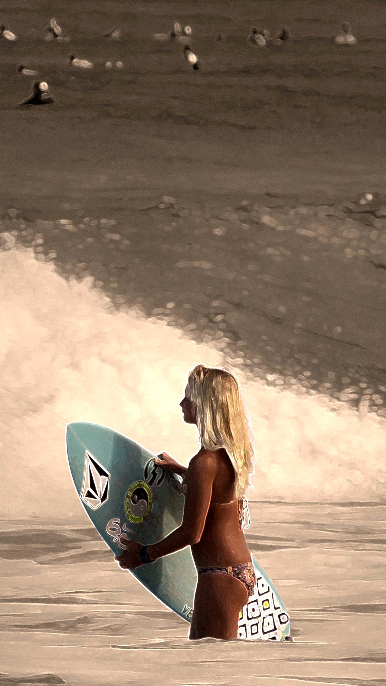 Surfing Girl iPhone Parallax 3Wallpapers