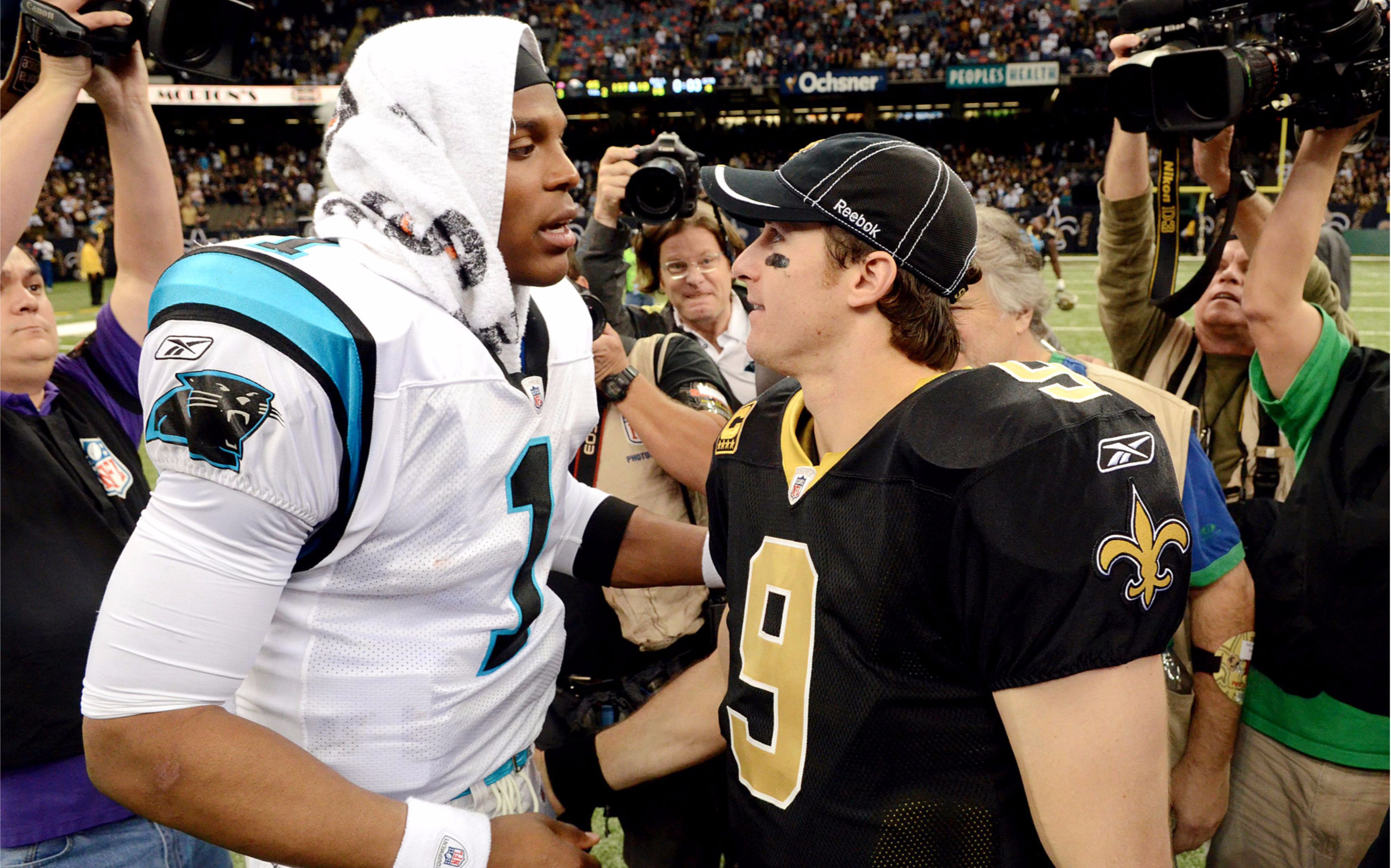 Cam Newton and Drew Brees 4K Wallpaper