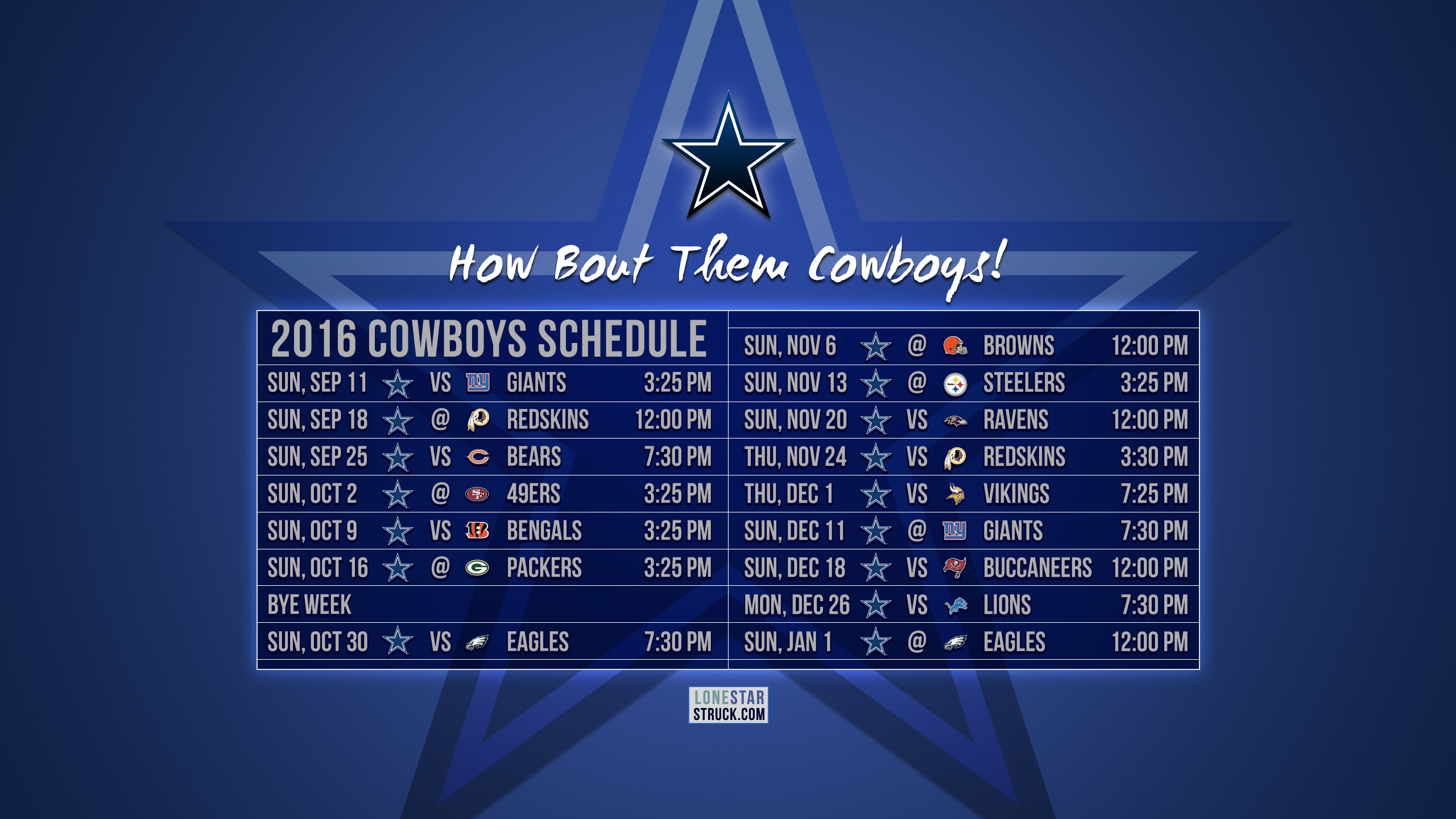 Dallas Cowboys Schedule Wallpaper