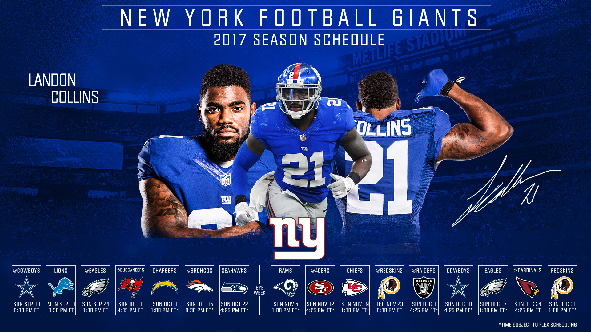 Click one of the thumbnails below to download the New York Giants 2017  schedule desktop wallpaper. For desktop wallpapers, right-click on the  image and …