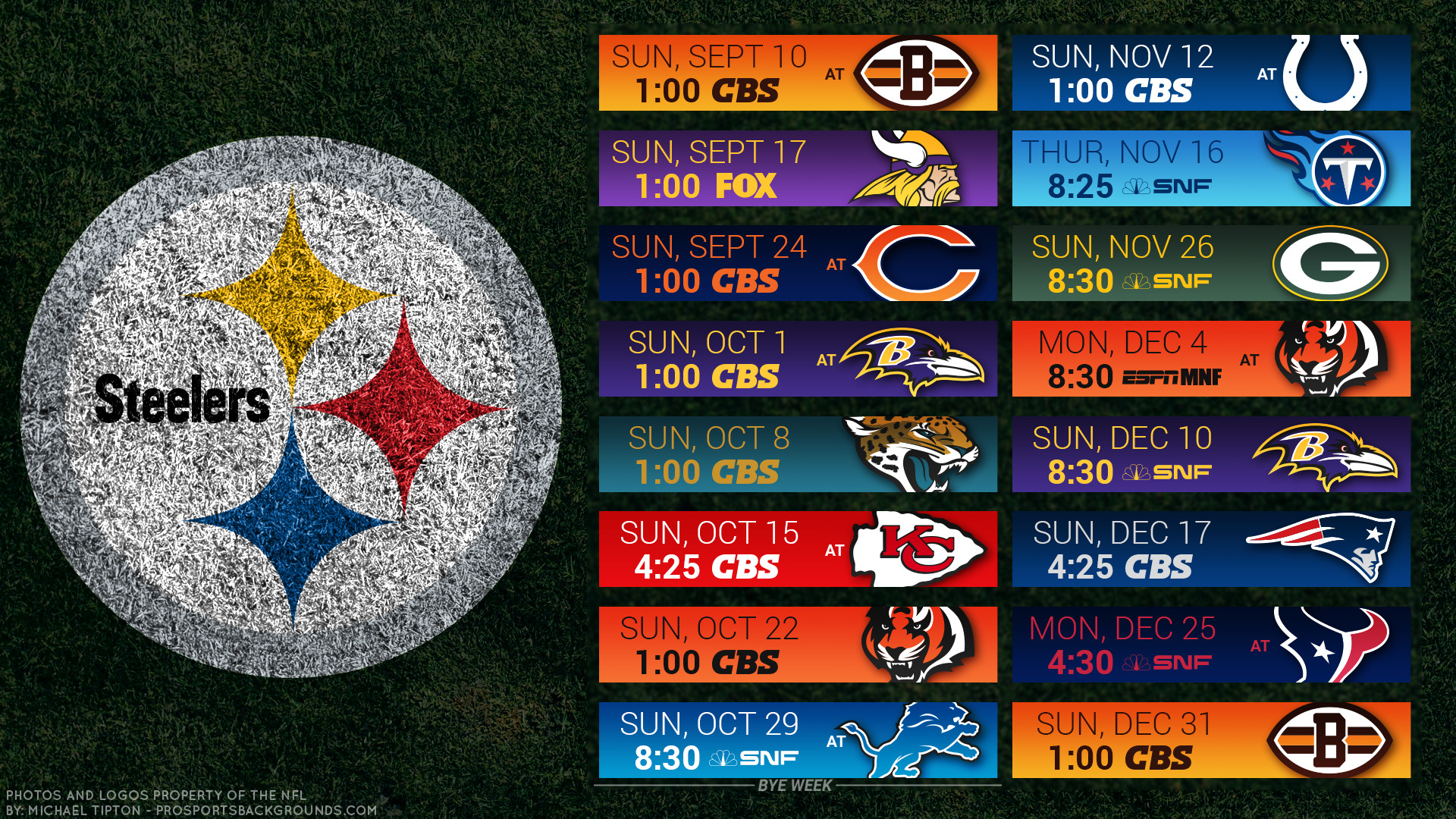 Pittsburgh Steelers 2017 schedule turf football logo wallpaper free pc desktop computer