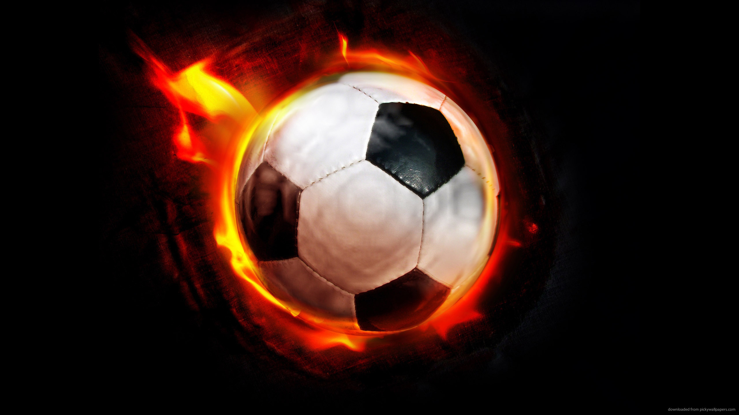 Burning Soccer Ball for 2560×1440