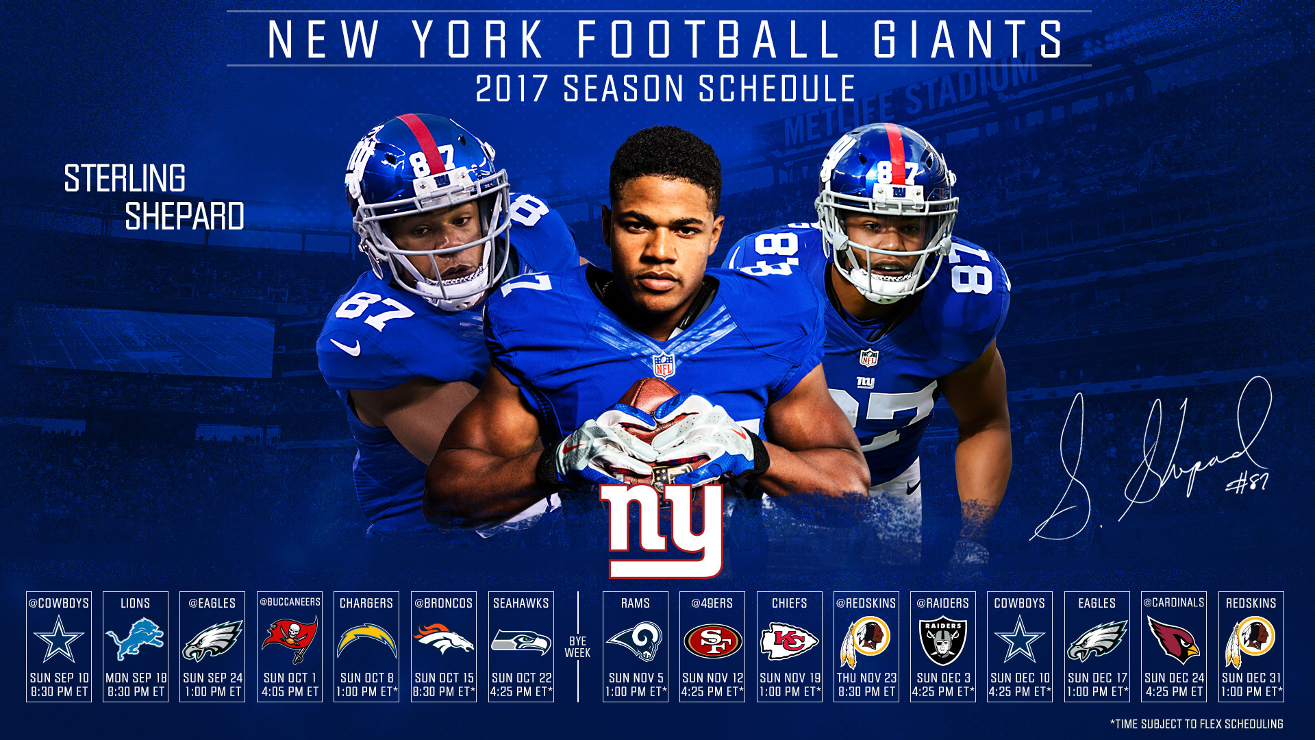 Click one of the thumbnails below to download the New York Giants 2017 schedule desktop wallpaper. For desktop wallpapers, right click on the image and