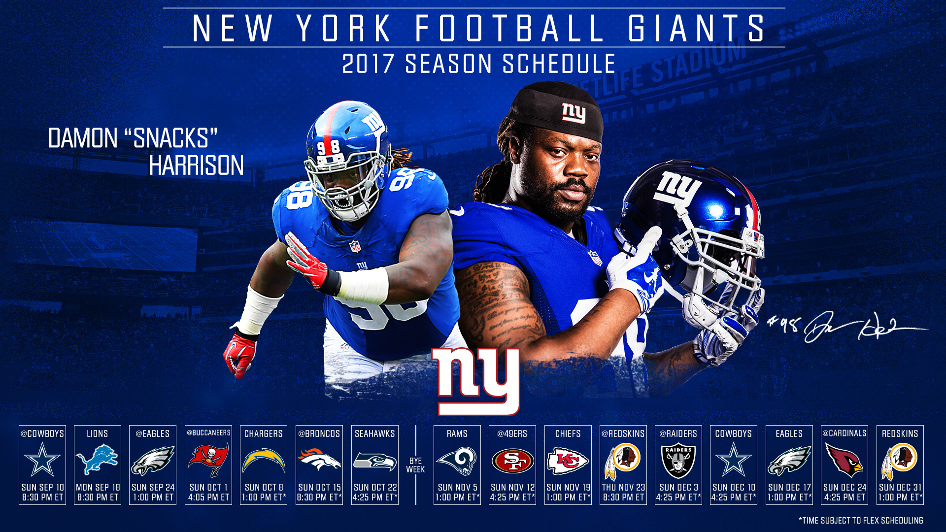 Click one of the thumbnails below to download the New York Giants 2017 schedule desktop wallpaper. For desktop wallpapers, right click on the image and other
