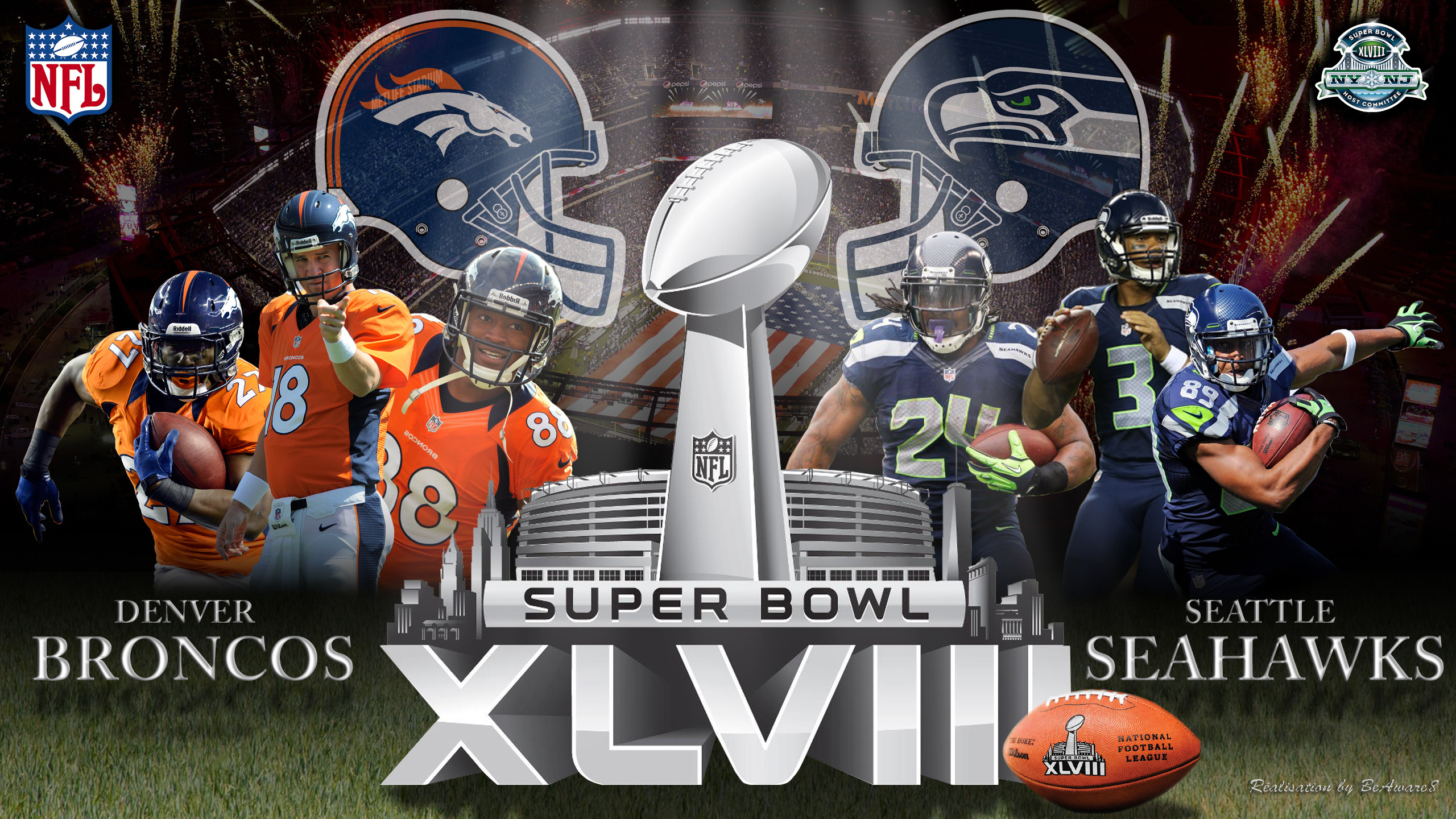 Super Bowl XLVIII Denver Broncos Vs Seattle Seahaw by BeAware8