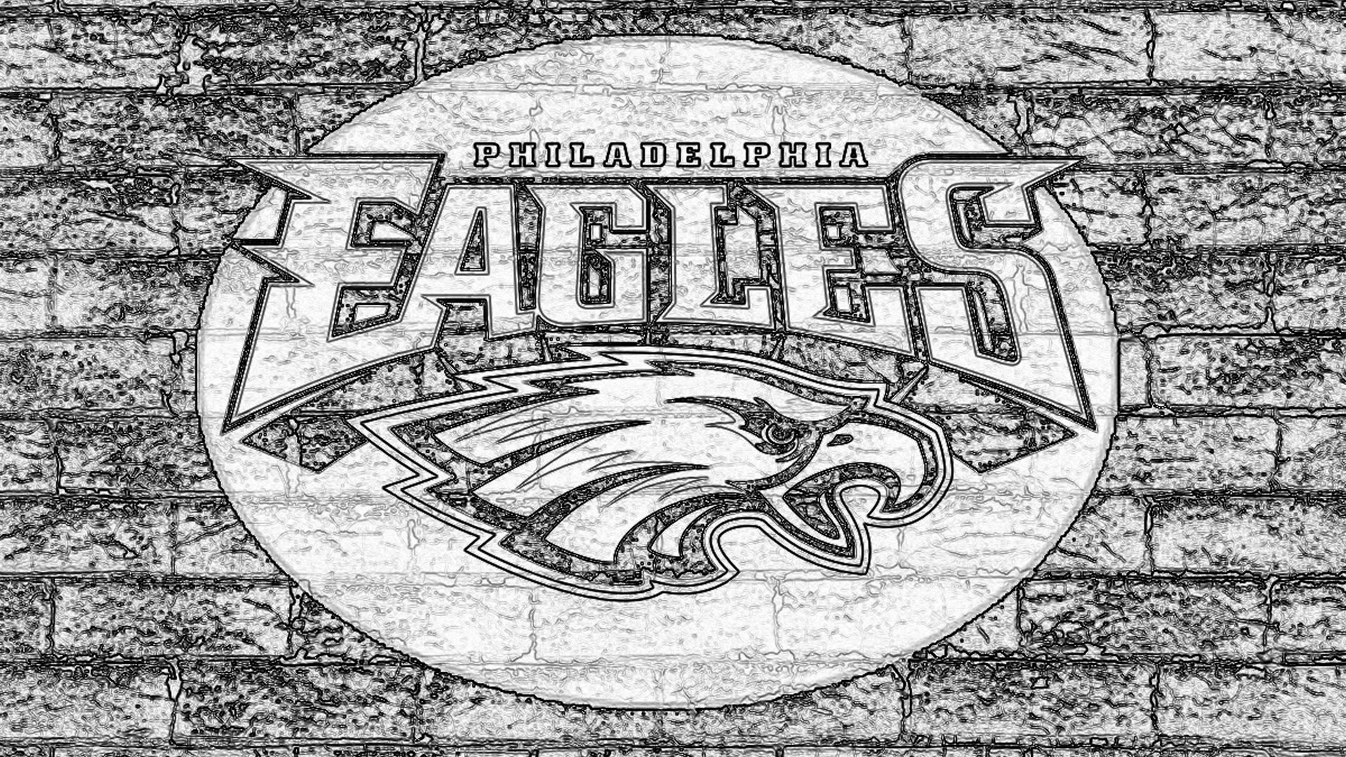 Philadelphia Eagles Sketch Logo On Grey Brick Wall HD NFL
