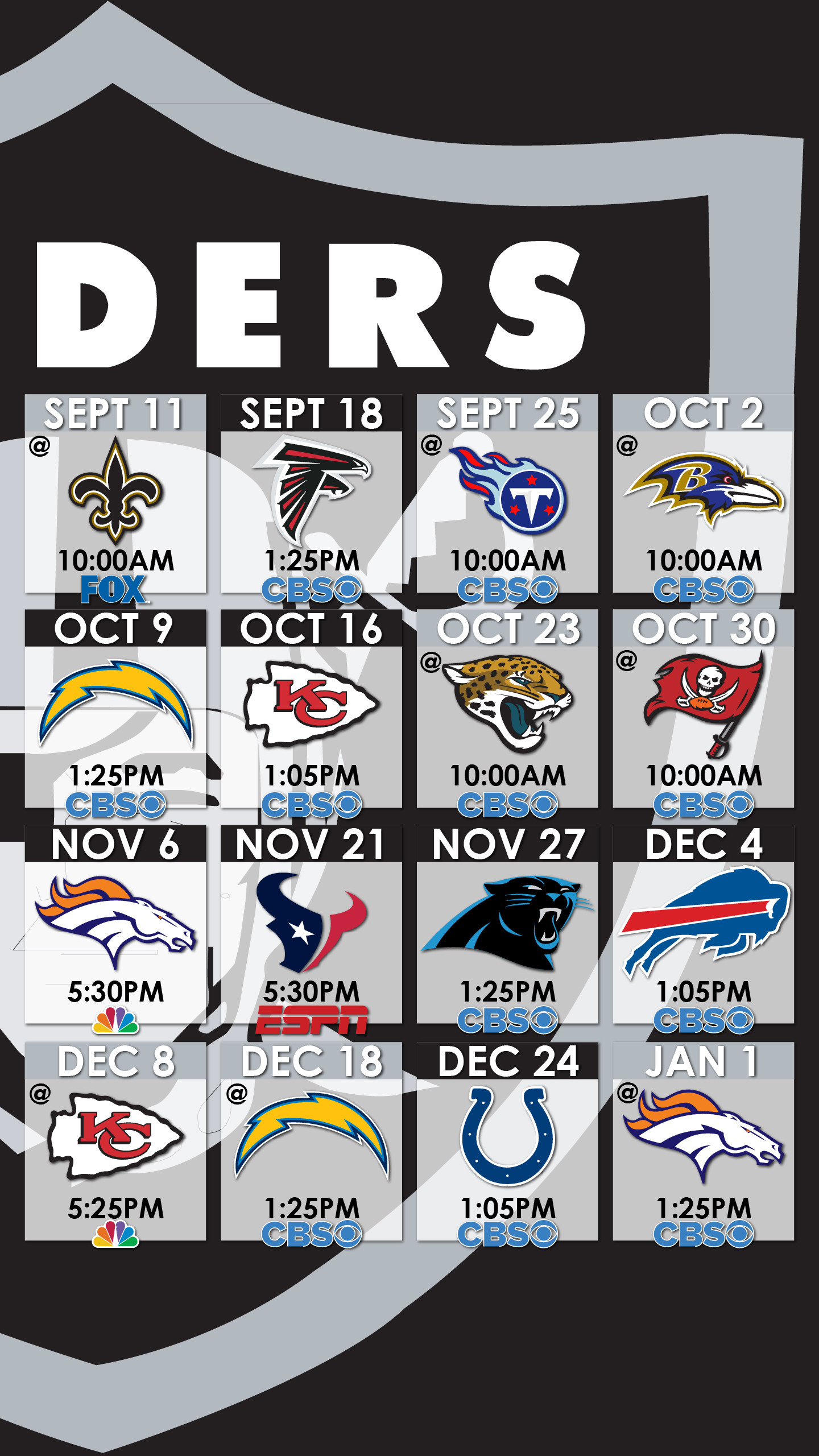 Oakland Raiders Schedule Wallpaper for iPhone …