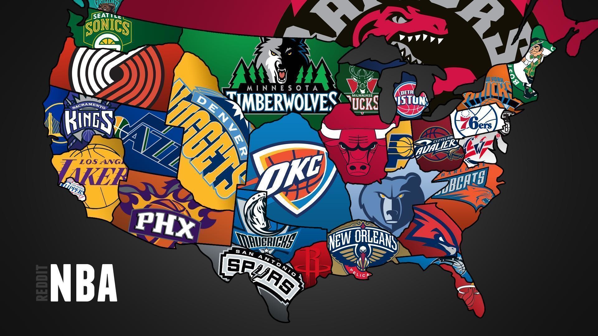 Cool map of NBA teams – Full HD 16 / 9 – Wallpaper #