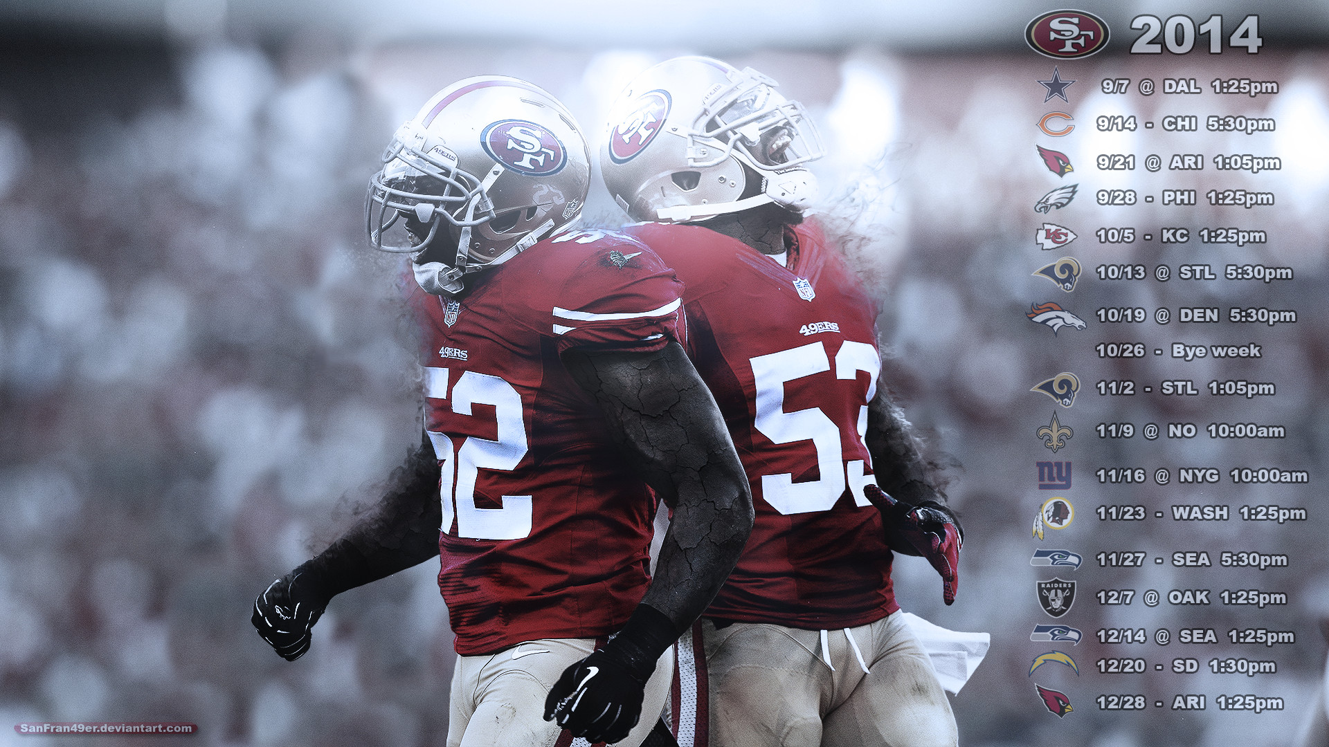 San Francisco 49ers Wallpaper – 2014 SchedulePST by SanFran49er