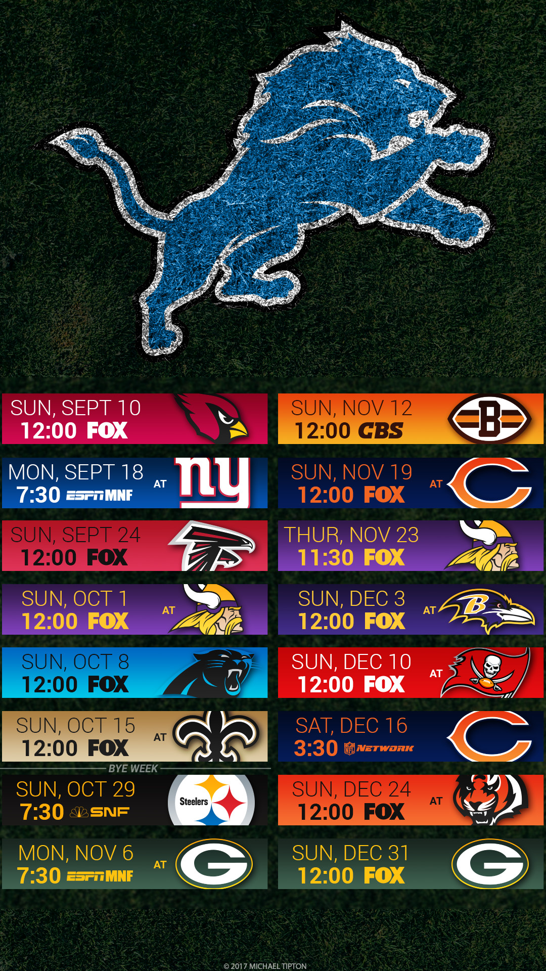 Detroit Lions 2017 schedule turf logo wallpaper free iphone 5, 6, 7, …