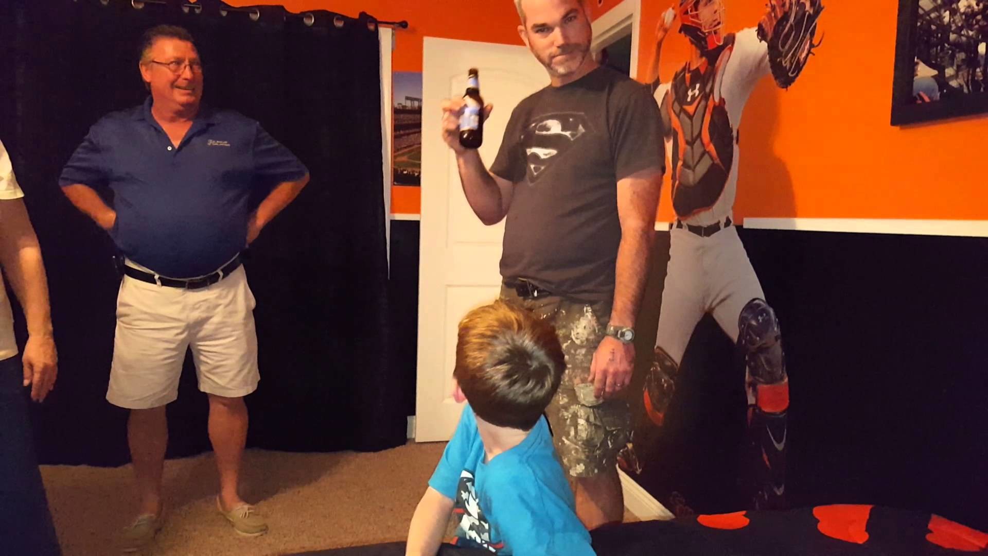 Life size Buster Posey room reveal for 8 year old super fan, a reaction you  won't want to miss!