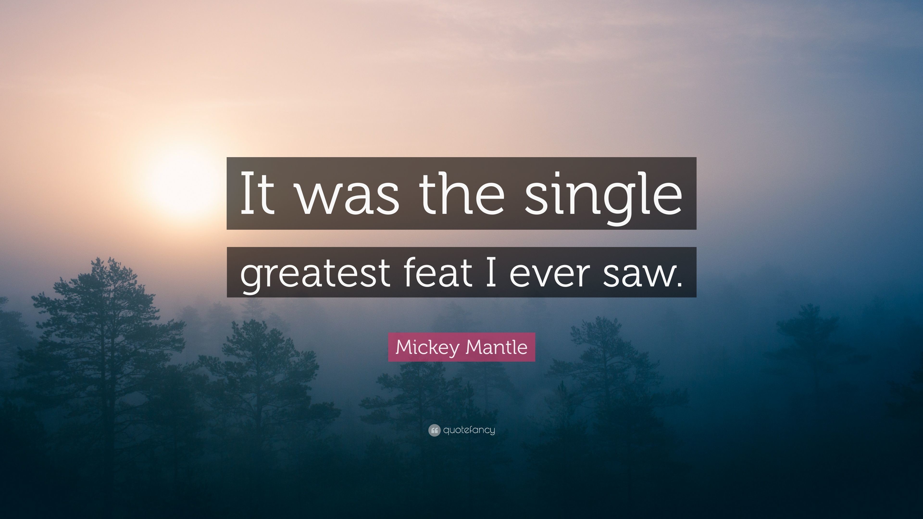 Mickey Mantle Quote It was the single greatest feat I ever saw.